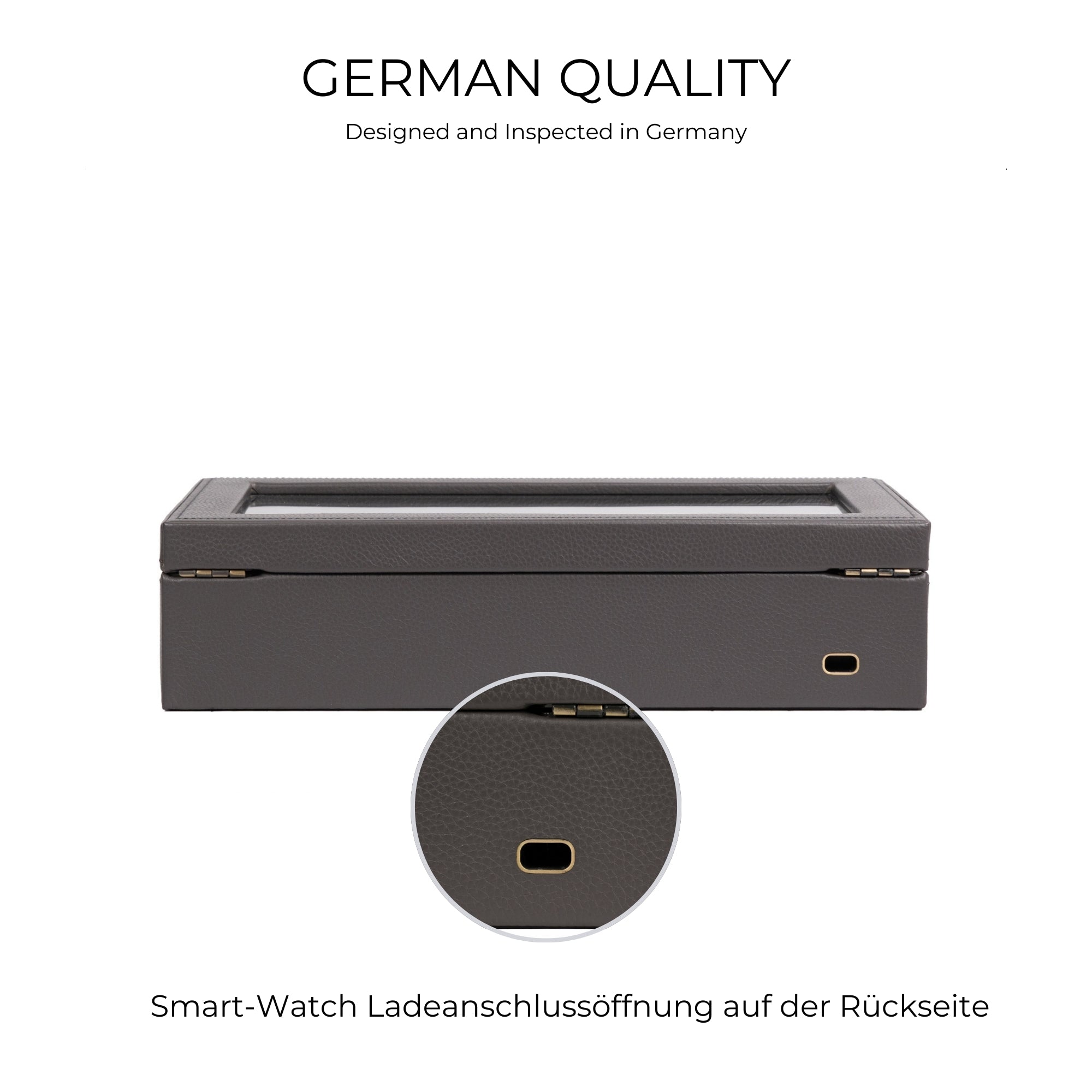 DYNASTY Uhrenbox für 8 Uhren aus Leder mit Glas