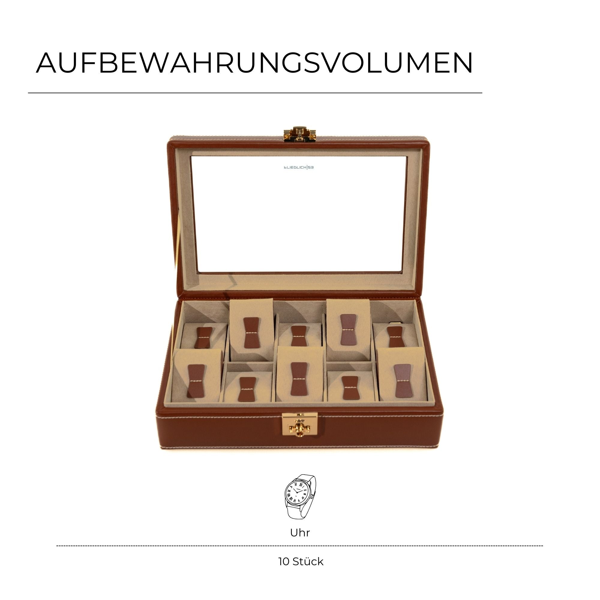 CORDOBA Uhrenbox für 10 Uhren aus Leder mit Glas