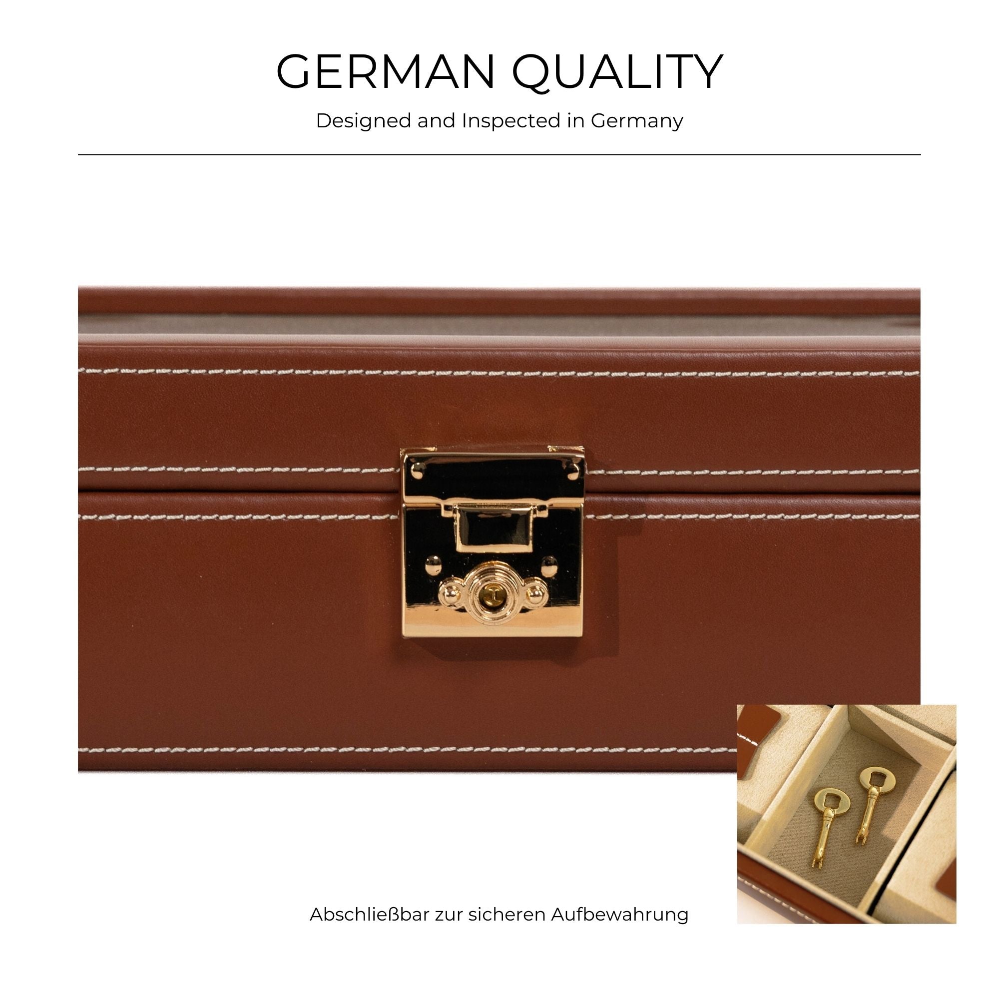 CORDOBA Uhrenbox für 10 Uhren aus Leder mit Glas