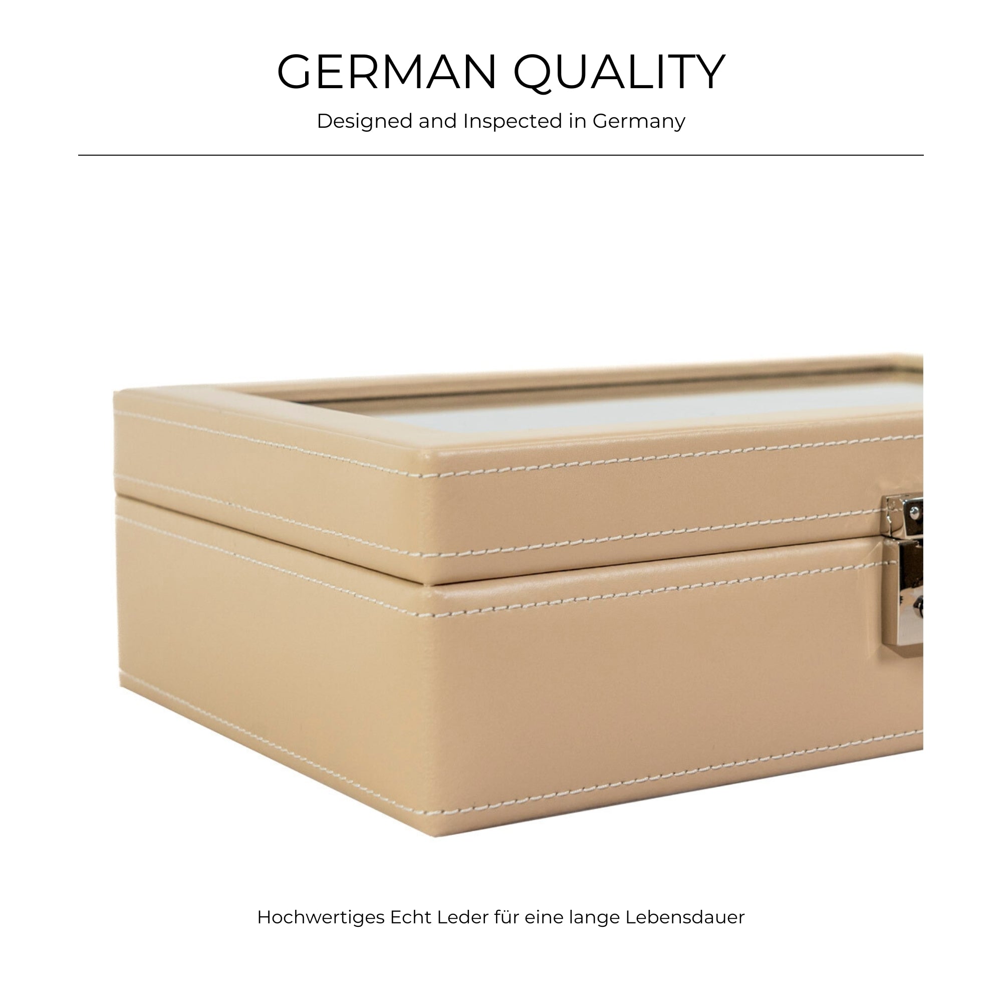 CORDOBA Uhrenbox für 10 Uhren aus Leder mit Glas