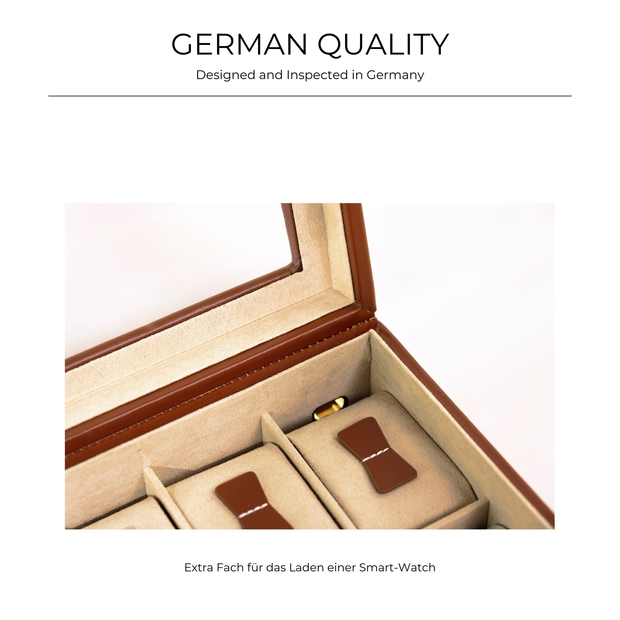 CORDOBA Uhrenbox für 10 Uhren aus Leder mit Glas