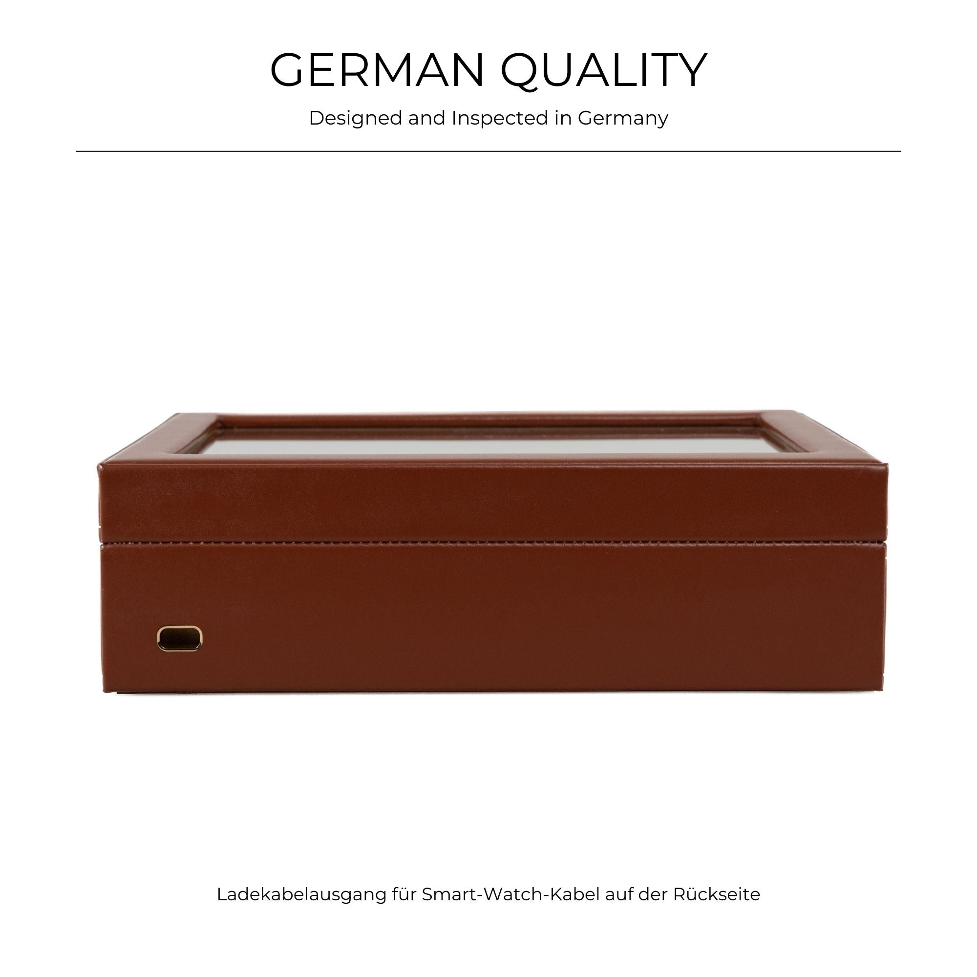 CORDOBA Uhrenbox für 10 Uhren aus Leder mit Glas