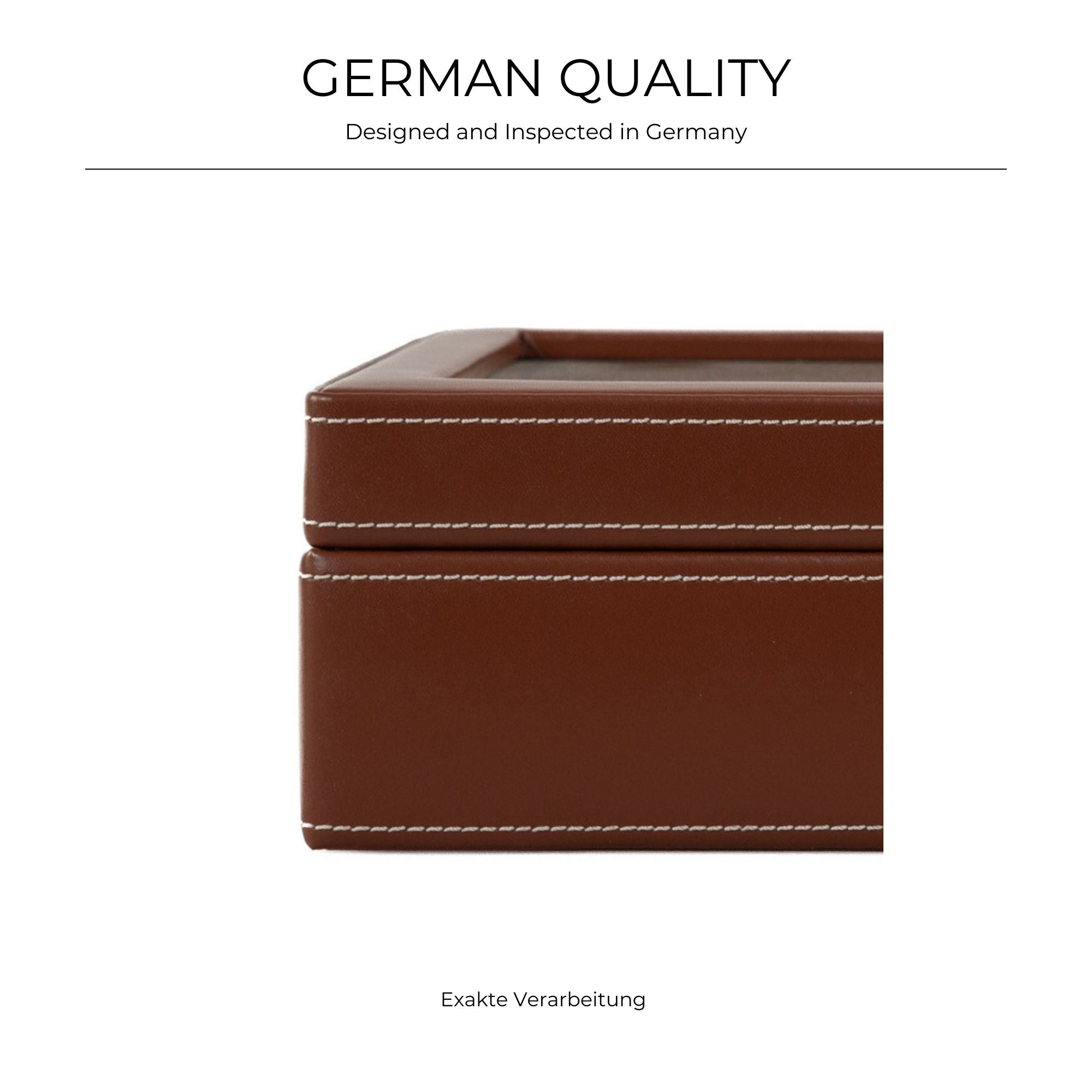 CORDOBA Uhrenbox für 10 Uhren aus Leder mit Glas