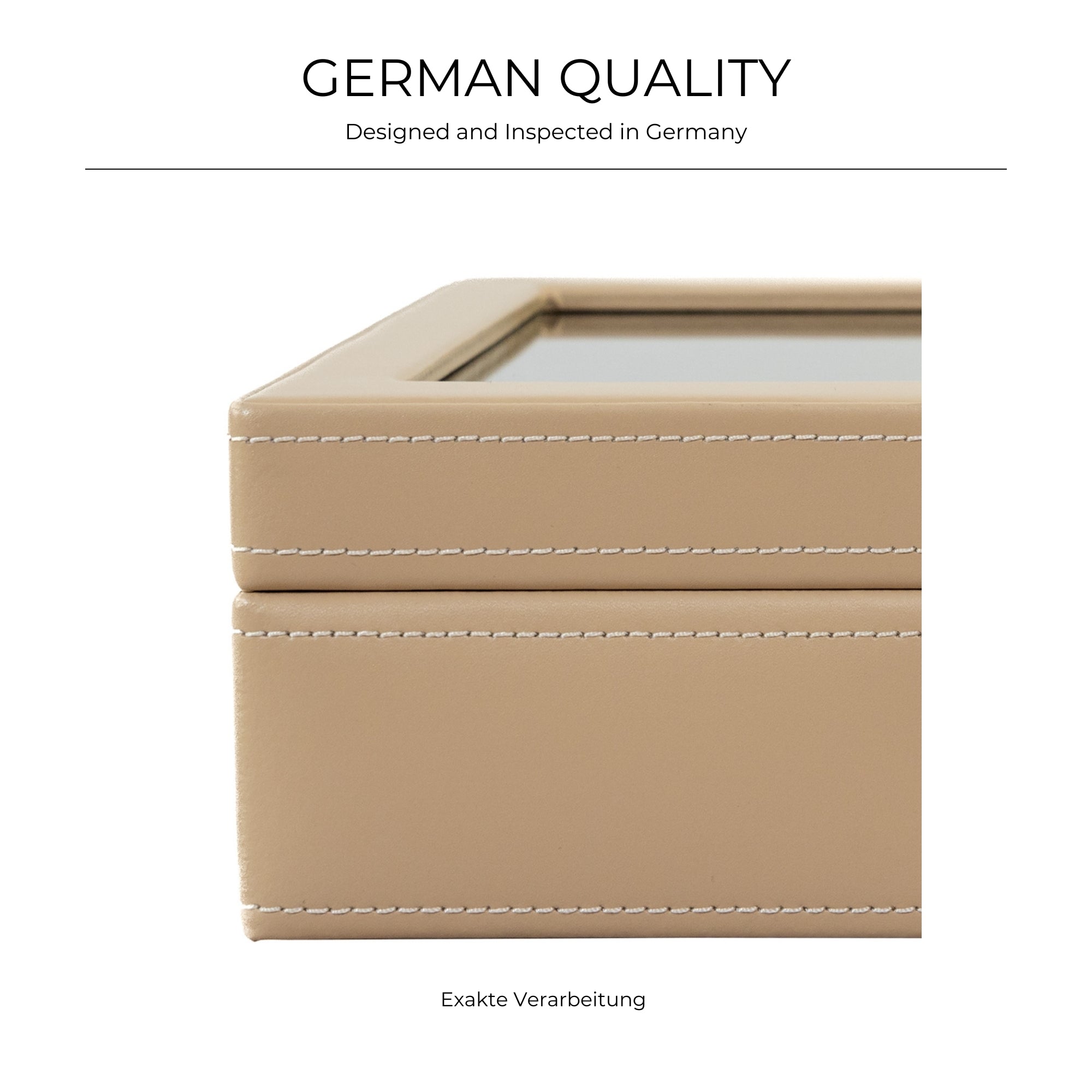 CORDOBA Uhrenbox für 10 Uhren aus Leder mit Glas