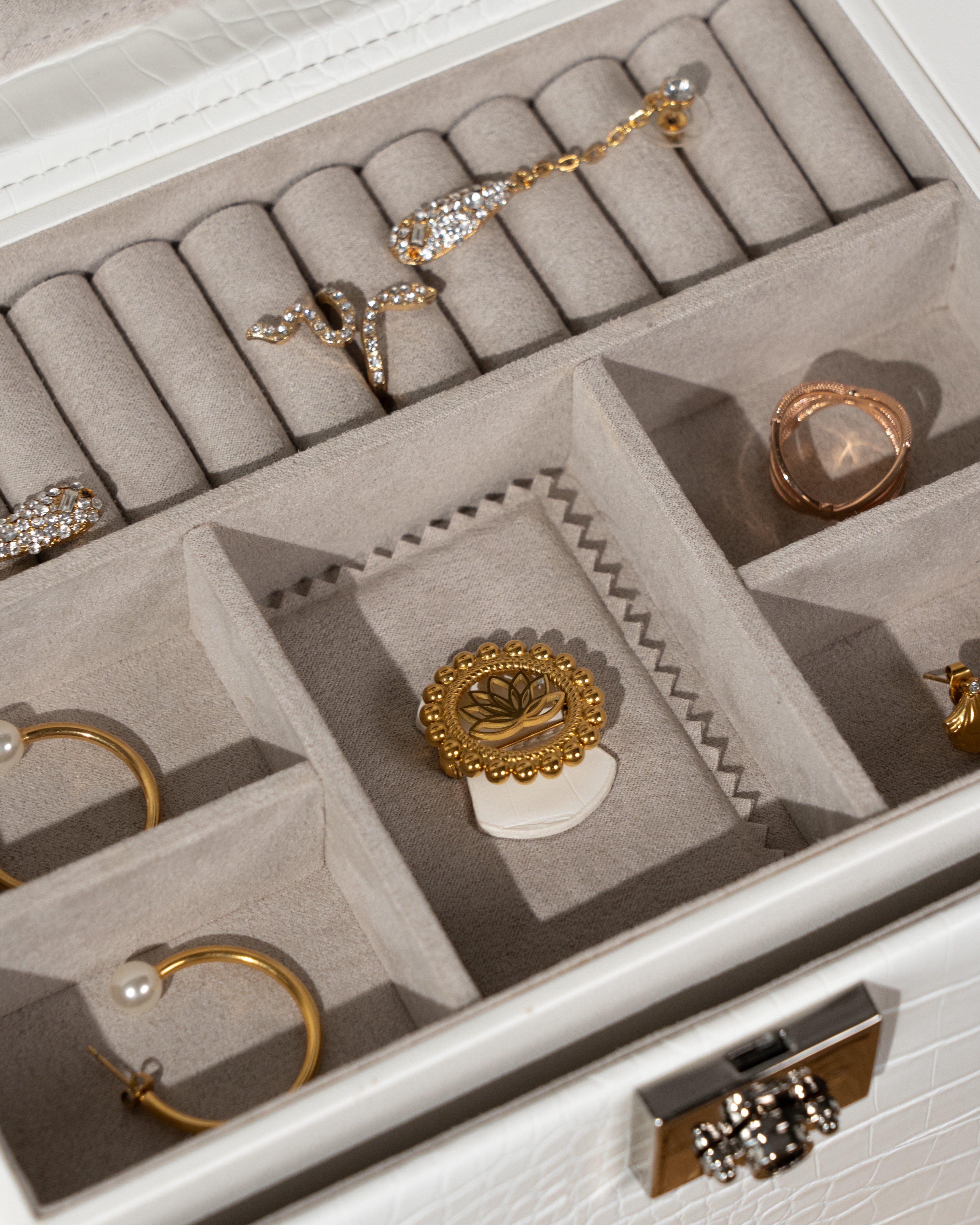 CAIMAN Großer Schmuckkasten in Kroko Optik