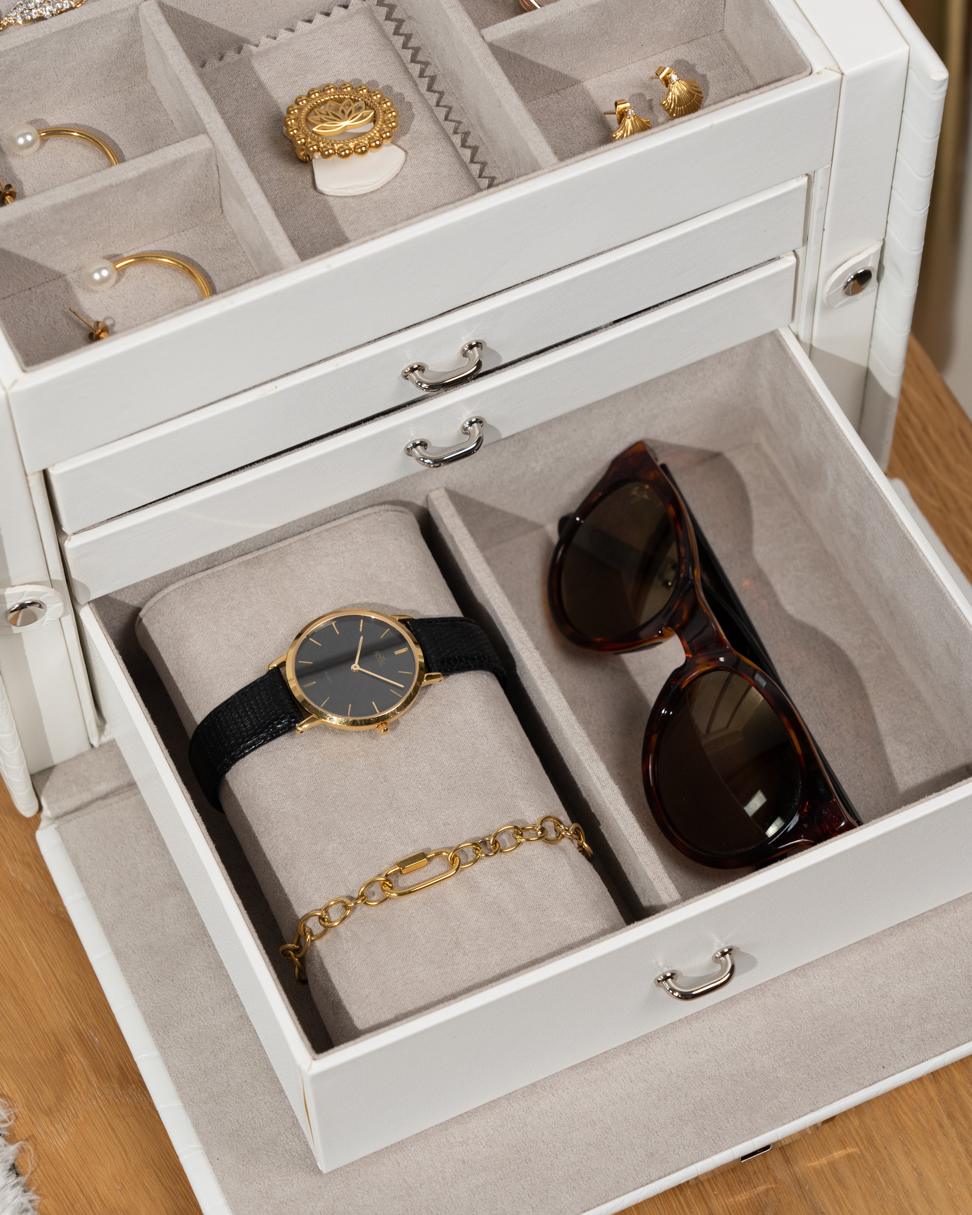 CAIMAN Großer Schmuckkasten in Kroko Optik