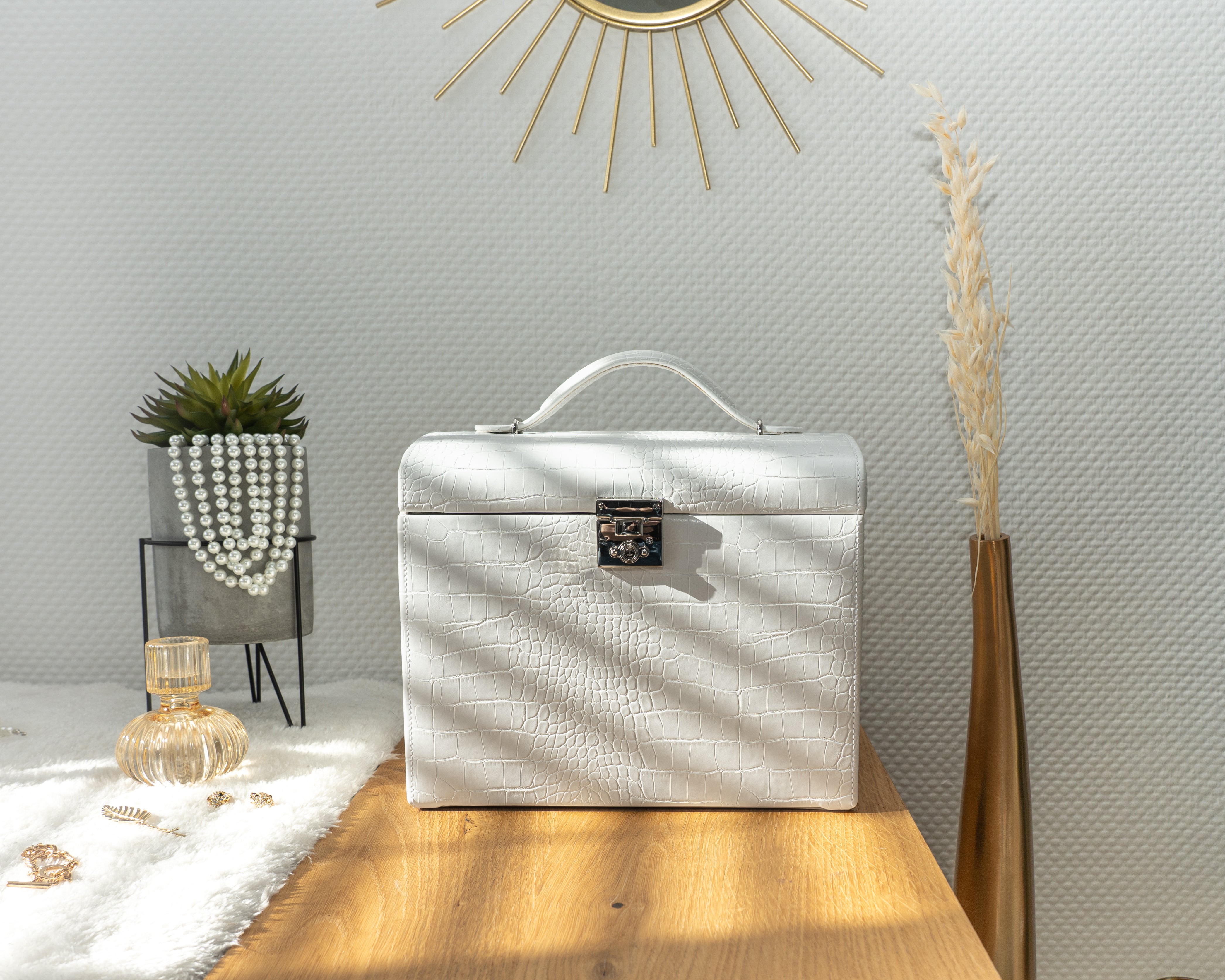 CAIMAN Großer Schmuckkasten in Kroko Optik