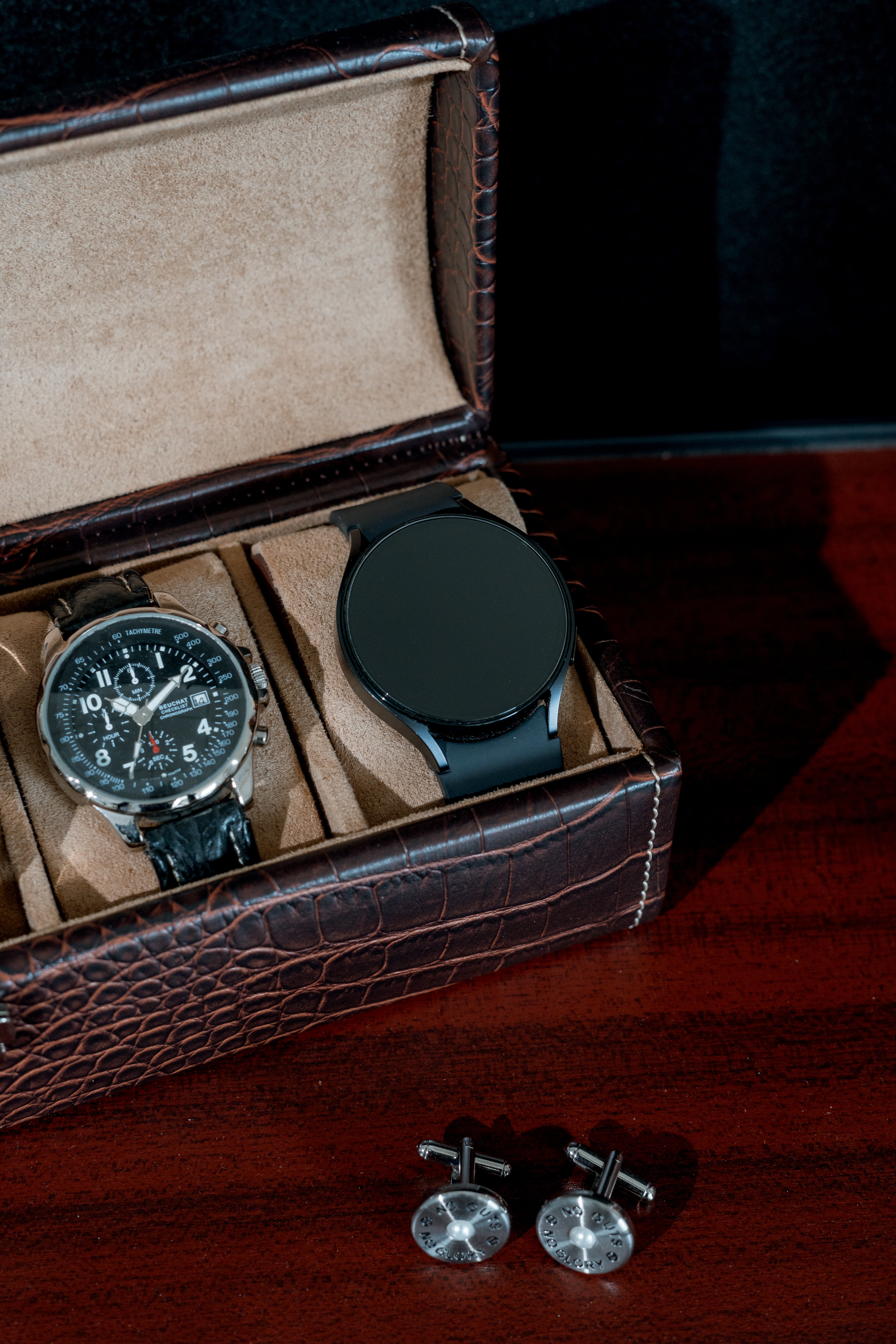 LE CROC Uhrenbox für 5 Uhren in Kroko Optik