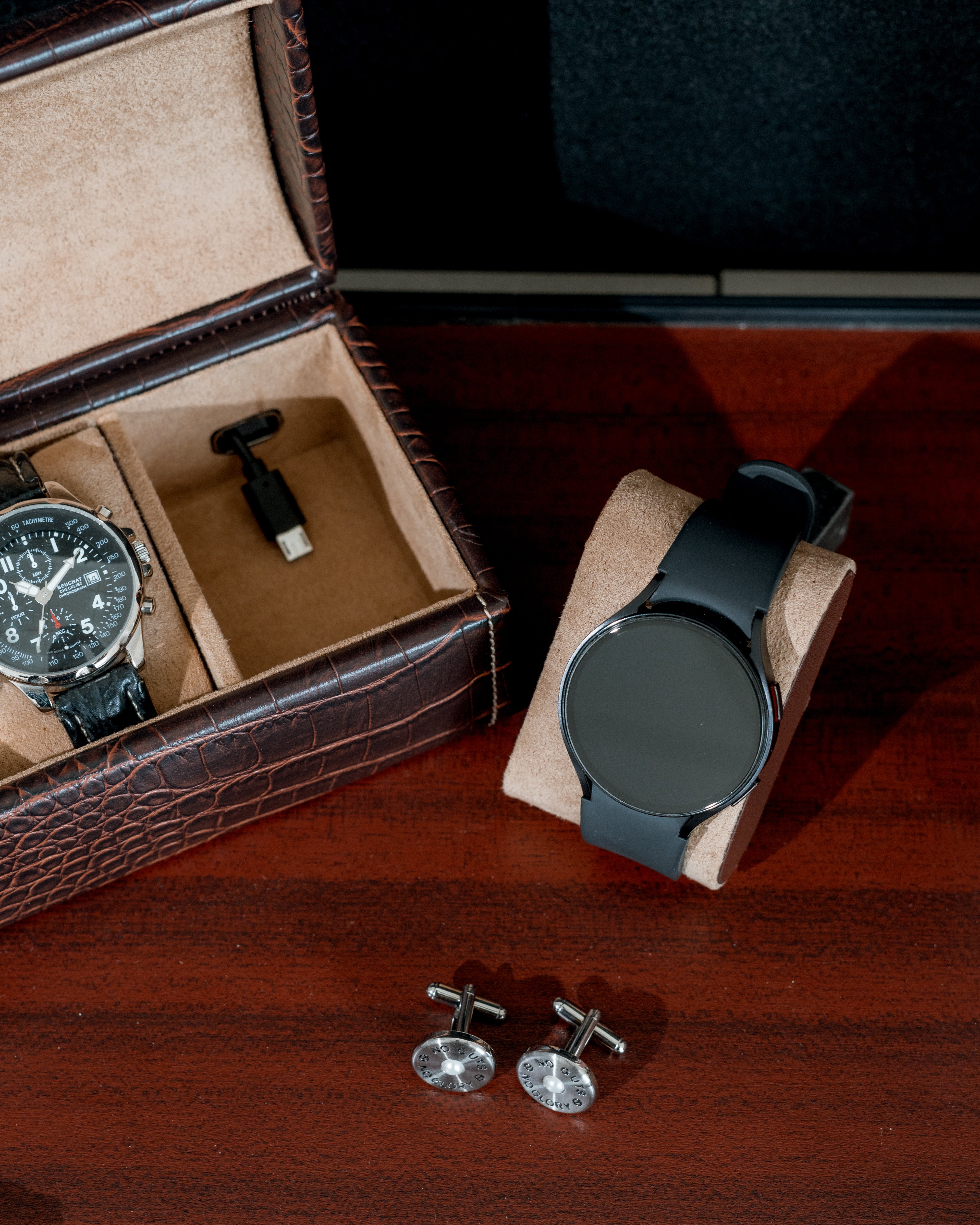 LE CROC Uhrenbox für 5 Uhren in Kroko Optik