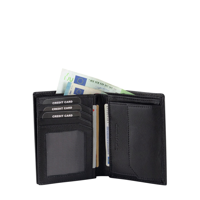 Leather wallet with RFID scan protection