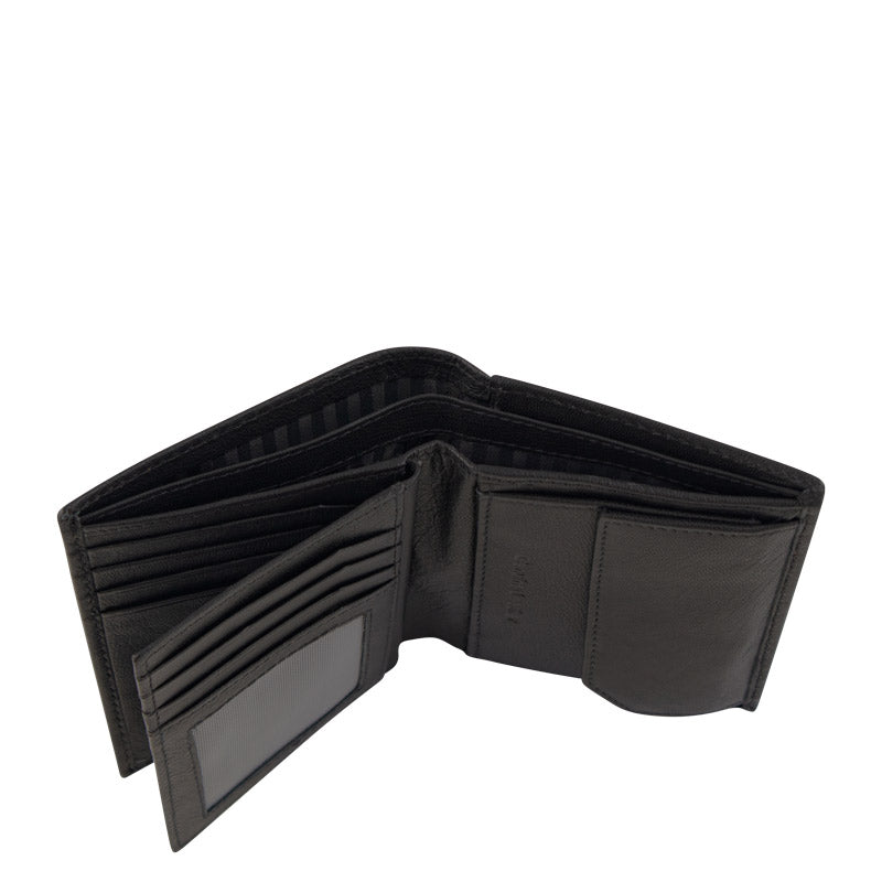 Leather wallet with RFID scan protection