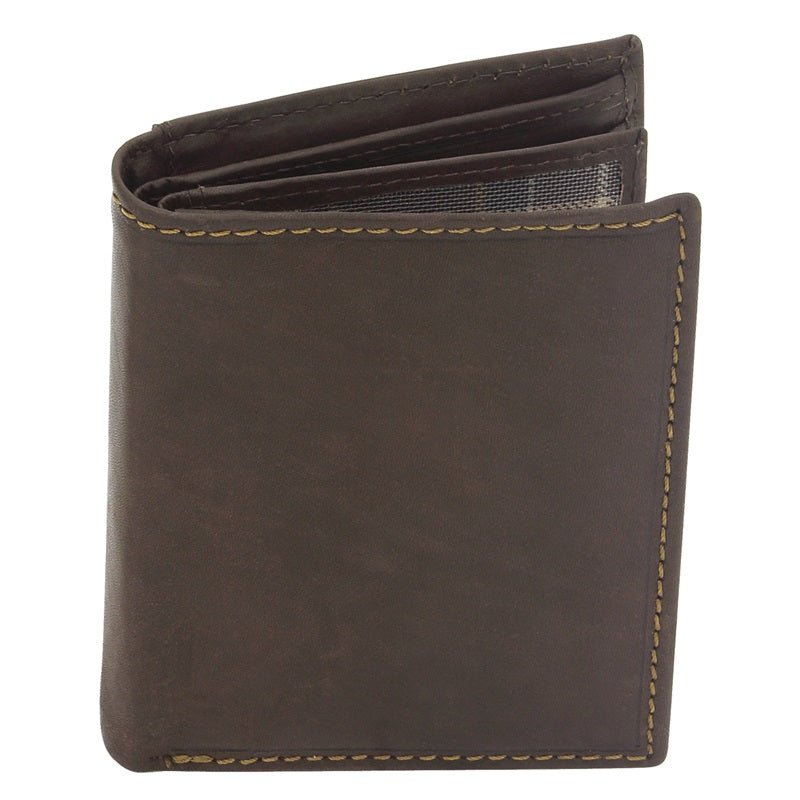 Leather wallet with RFID scan protection