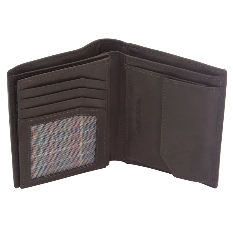 Leather wallet with RFID scan protection