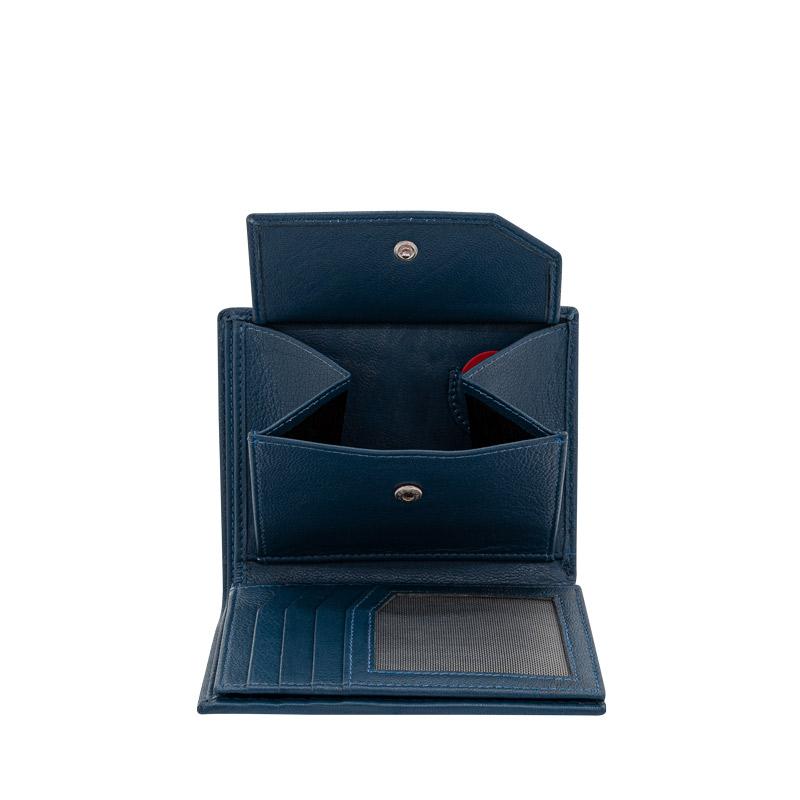 High end wallet HF Blue made of leather with RFID