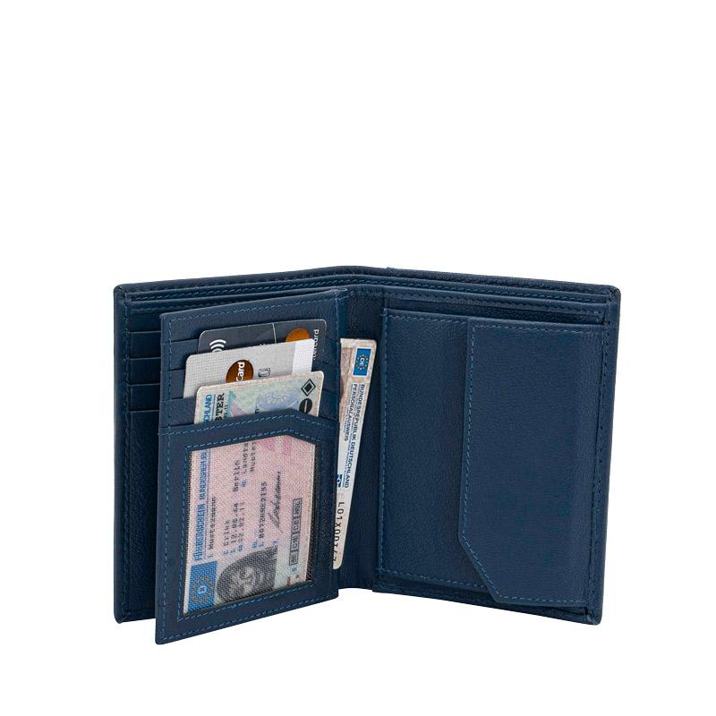 High end wallet HF Blue made of leather with RFID
