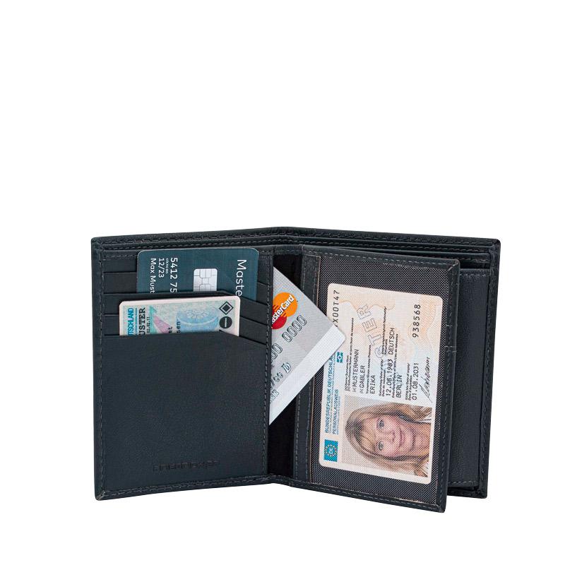 High end wallet HF Blue made of leather with RFID