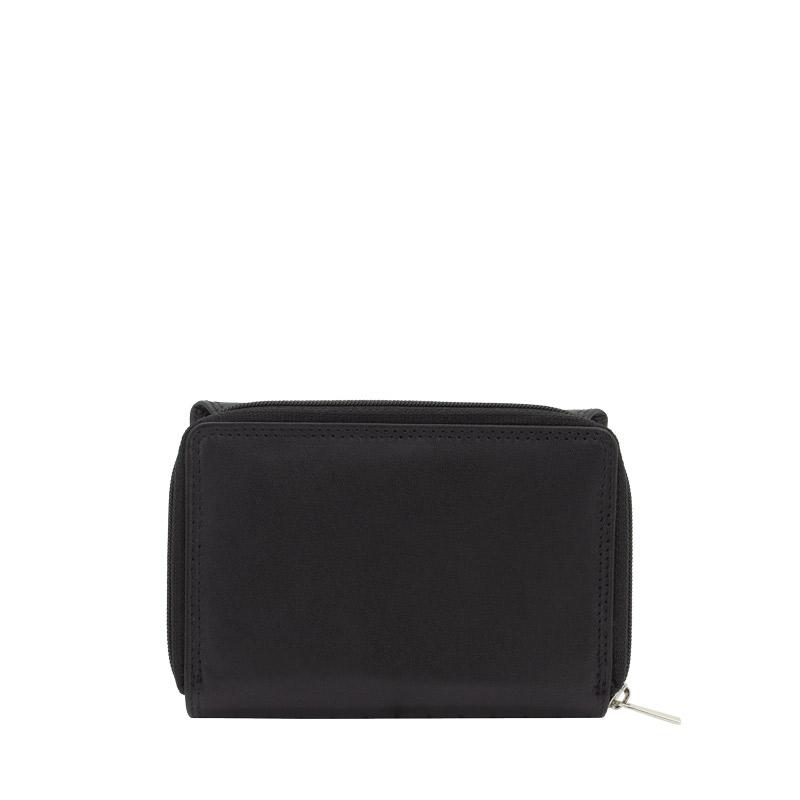 PURE BLACK Damen Geldbörse aus Leder mit RFID