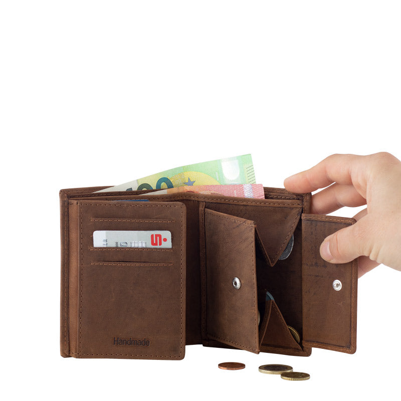 Vintage wallet men HF made of leather with RFID
