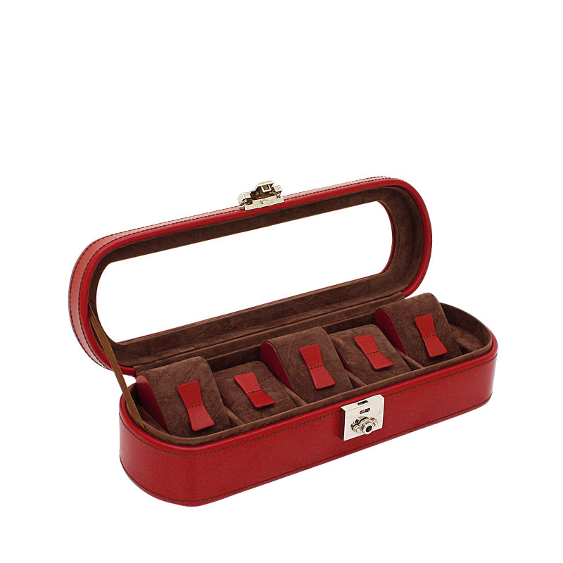 CORDOBA Uhrenbox für 5 Uhren aus Leder mit Glas