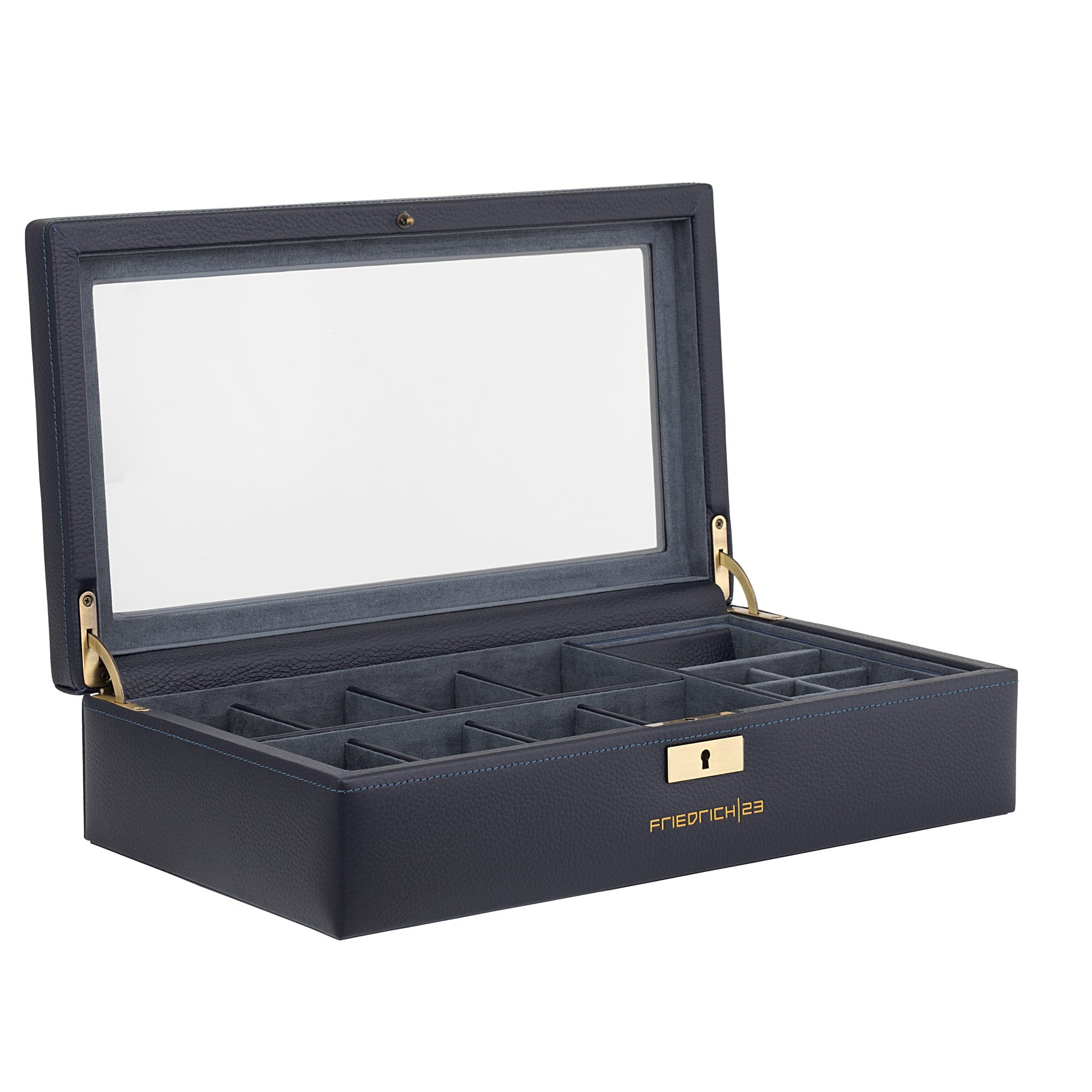 DYNASTY Uhrenbox für 8 Uhren aus Leder mit Glas