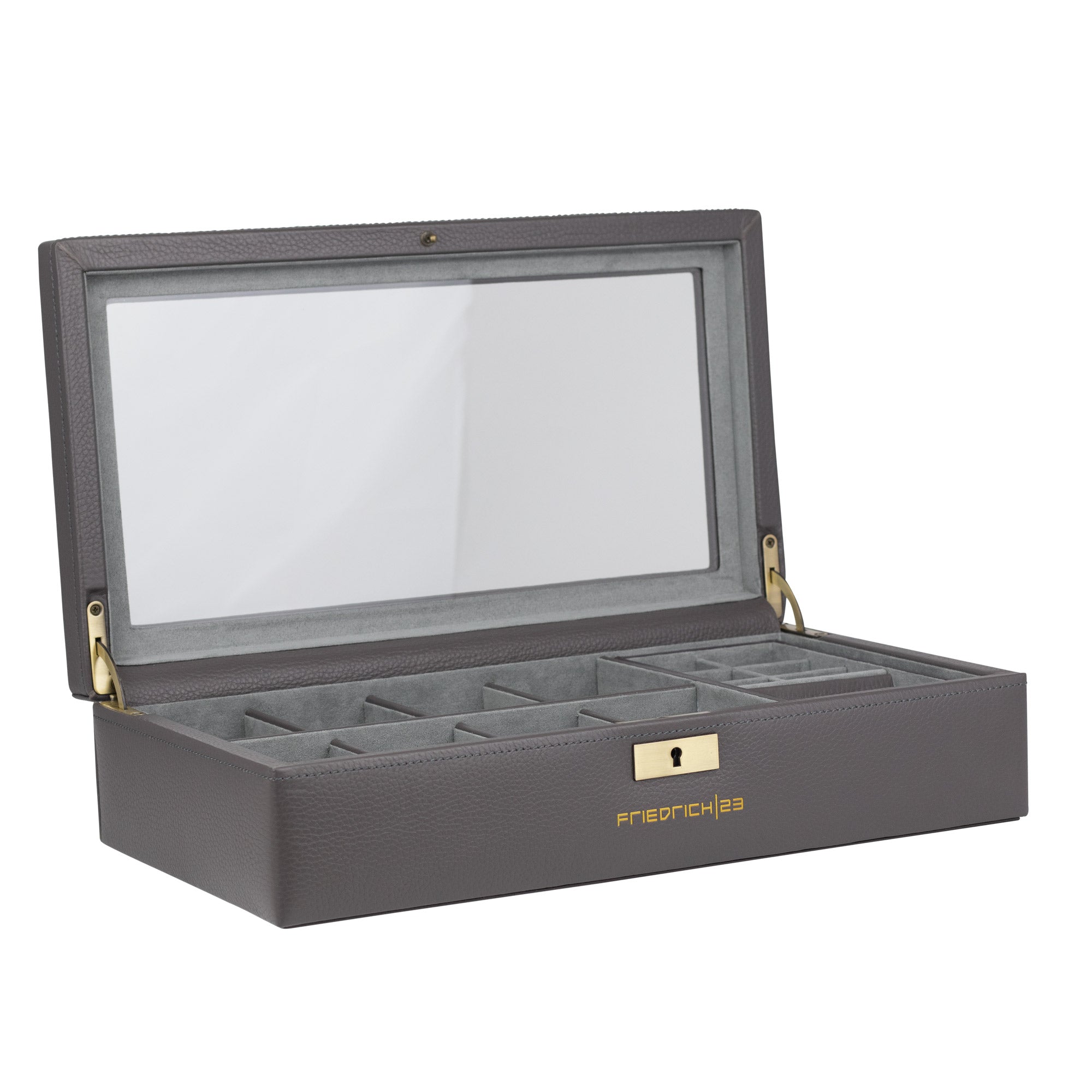 DYNASTY Uhrenbox für 8 Uhren aus Leder mit Glas