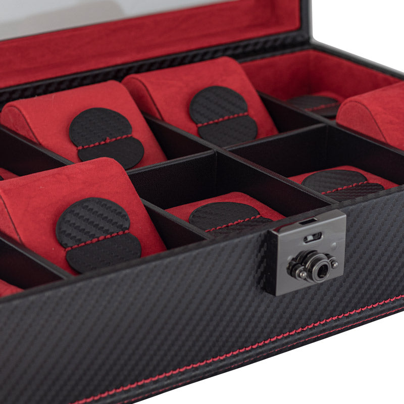 CARBON Uhrenbox für 10 Uhren (auch XXL Uhren)