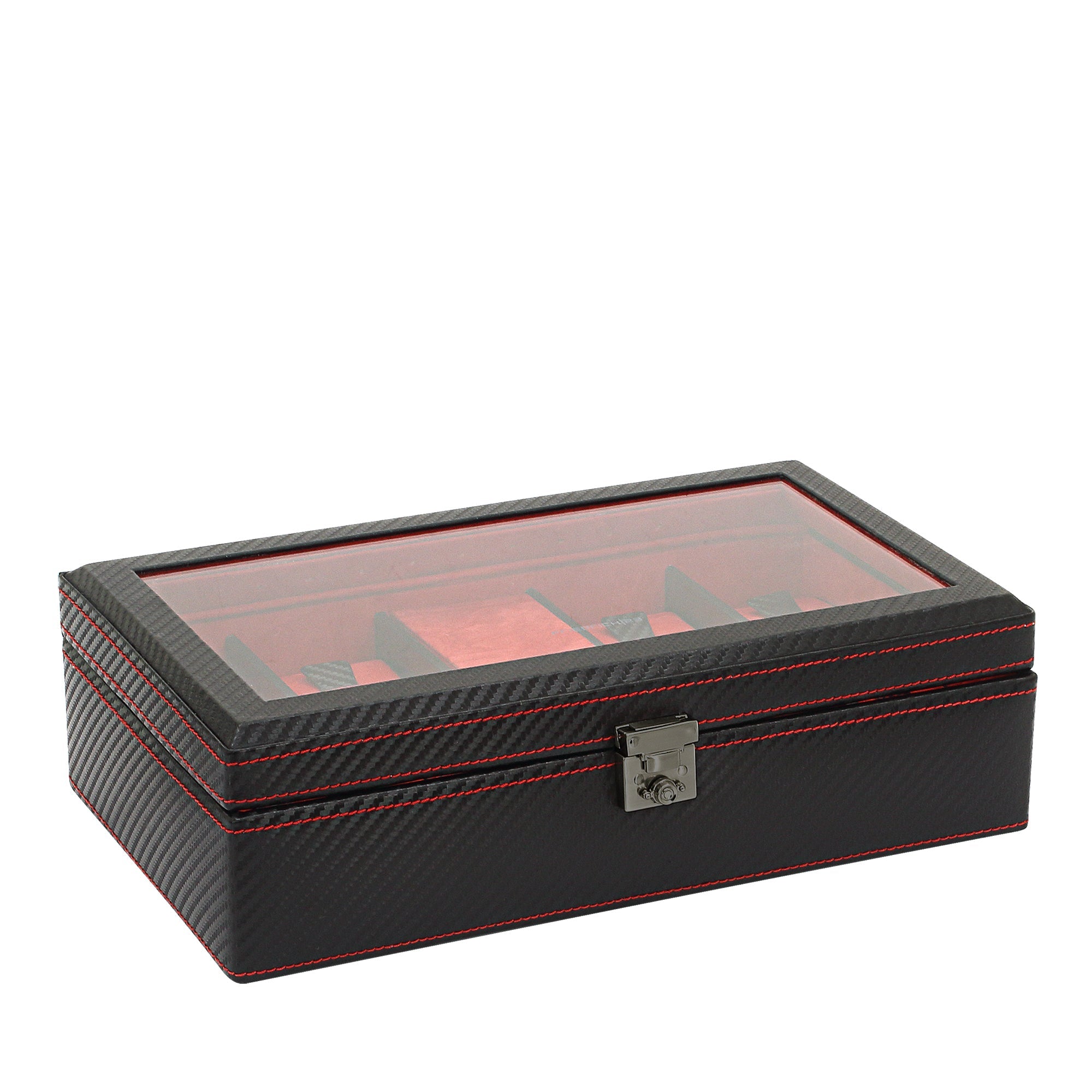 CARBON Uhrenbox für 9 Uhren mit LED Beleuchtung
