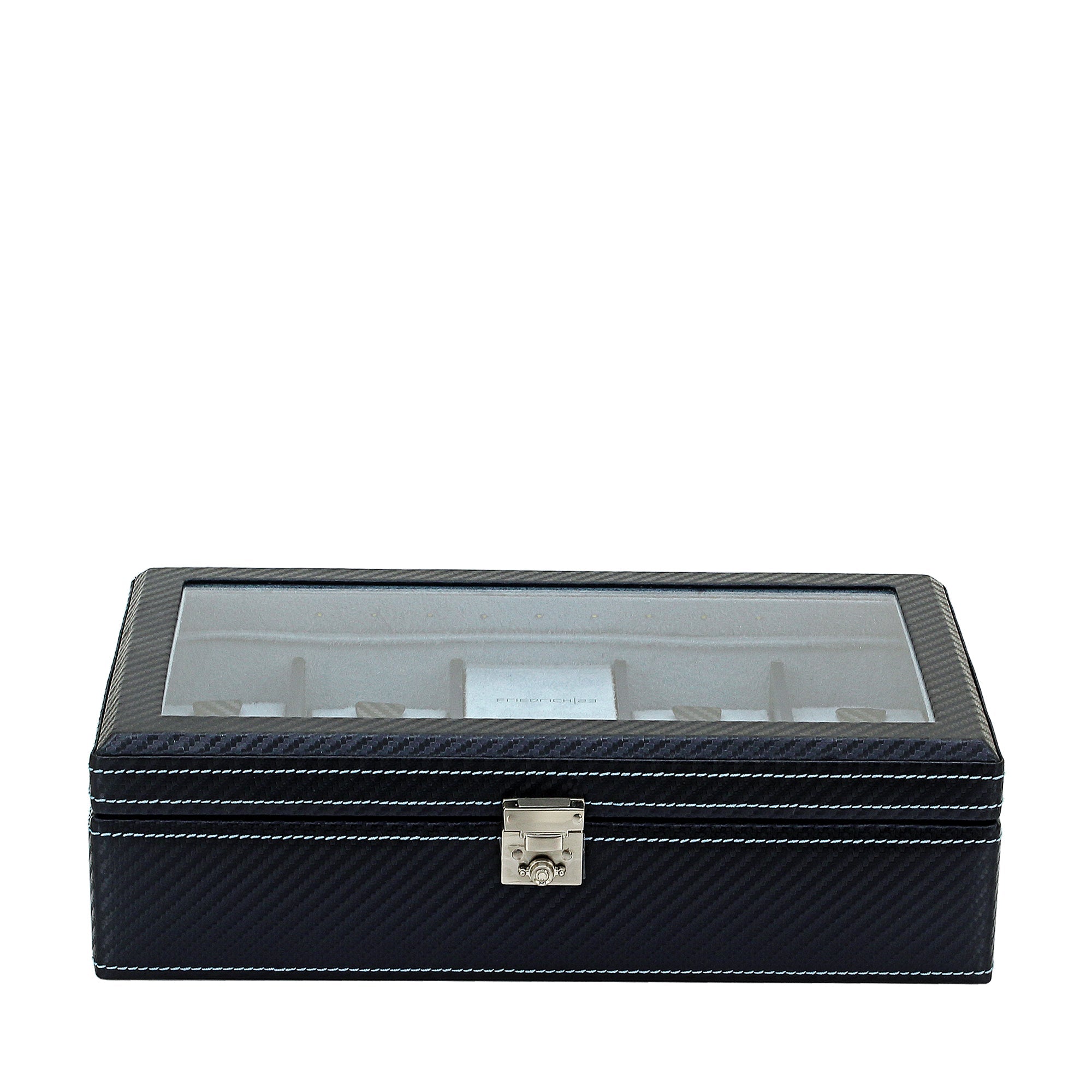 CARBON Uhrenbox für 9 Uhren mit LED Beleuchtung