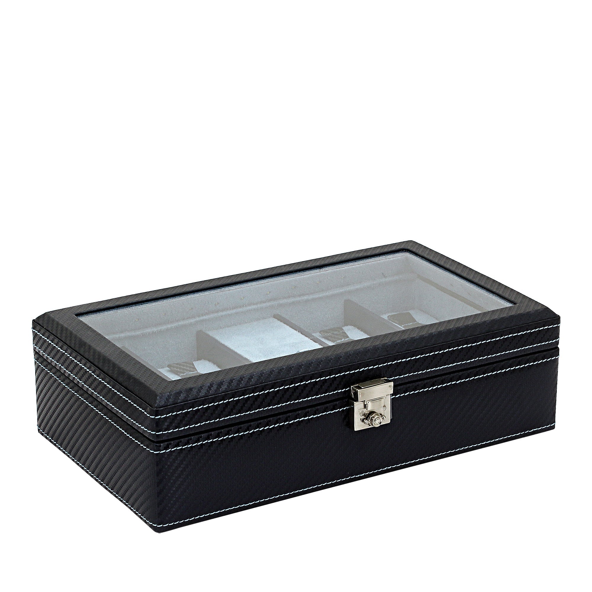 CARBON Uhrenbox für 9 Uhren mit LED Beleuchtung