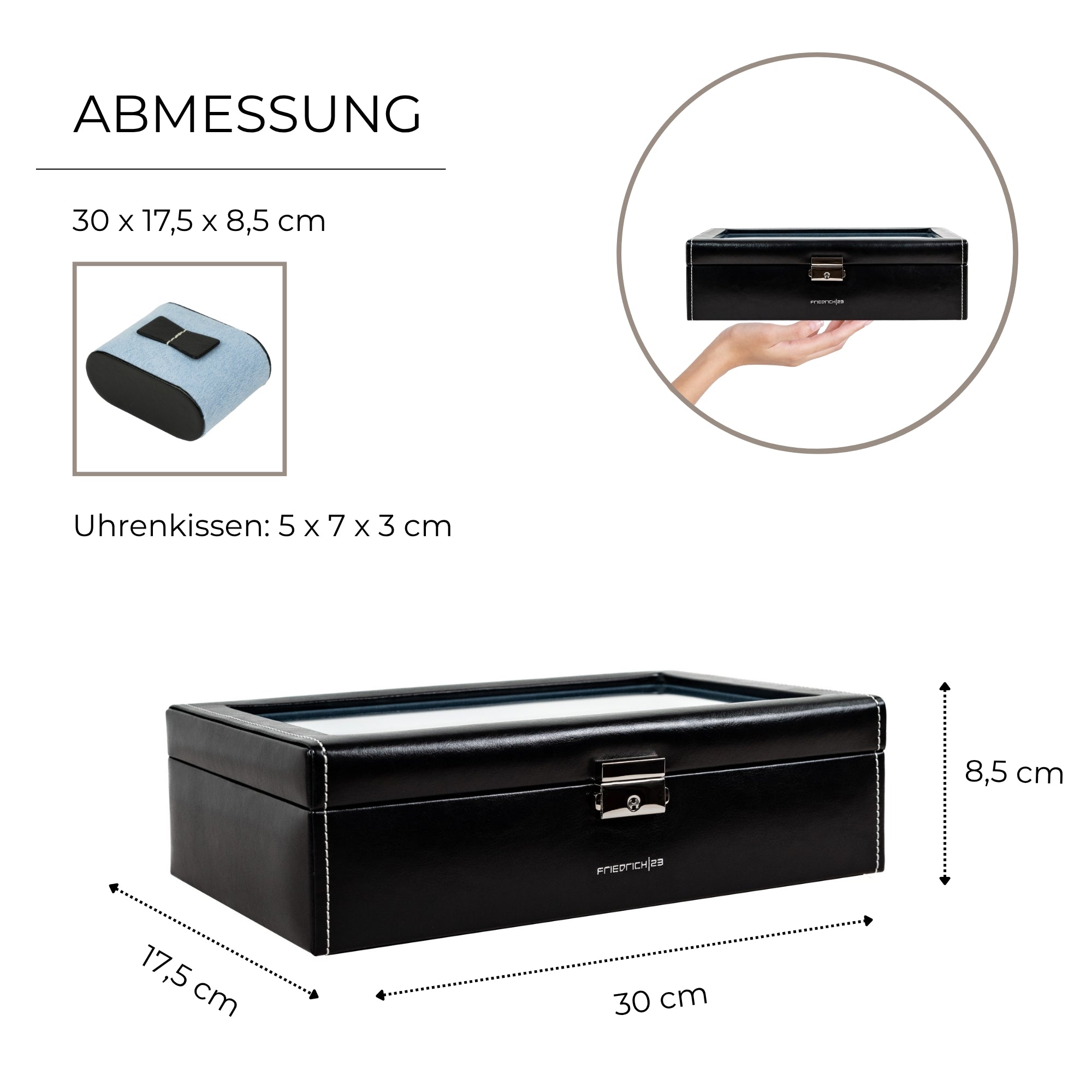 BOND Uhrenbox für 10 Uhren mit Glasdeckel