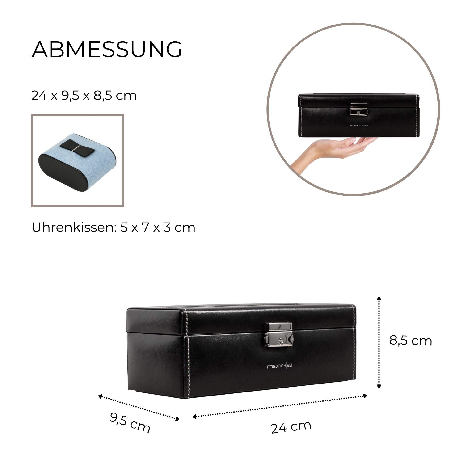 BOND Uhrenbox für 4 Uhren mit Glasdeckel