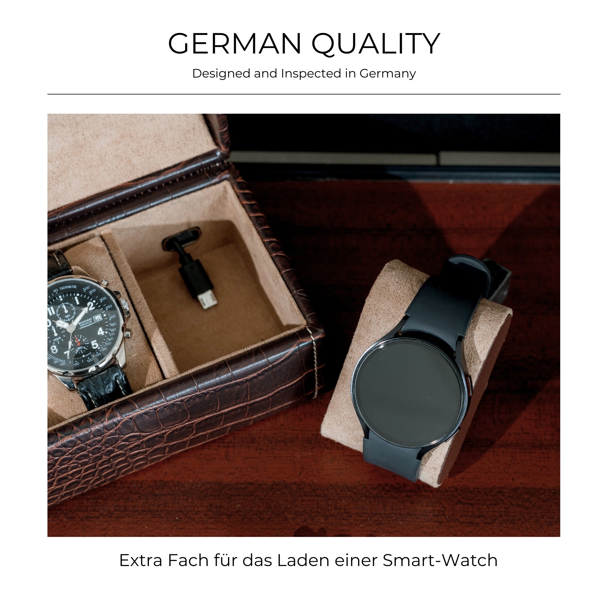 LE CROC Uhrenbox für 5 Uhren in Kroko Optik