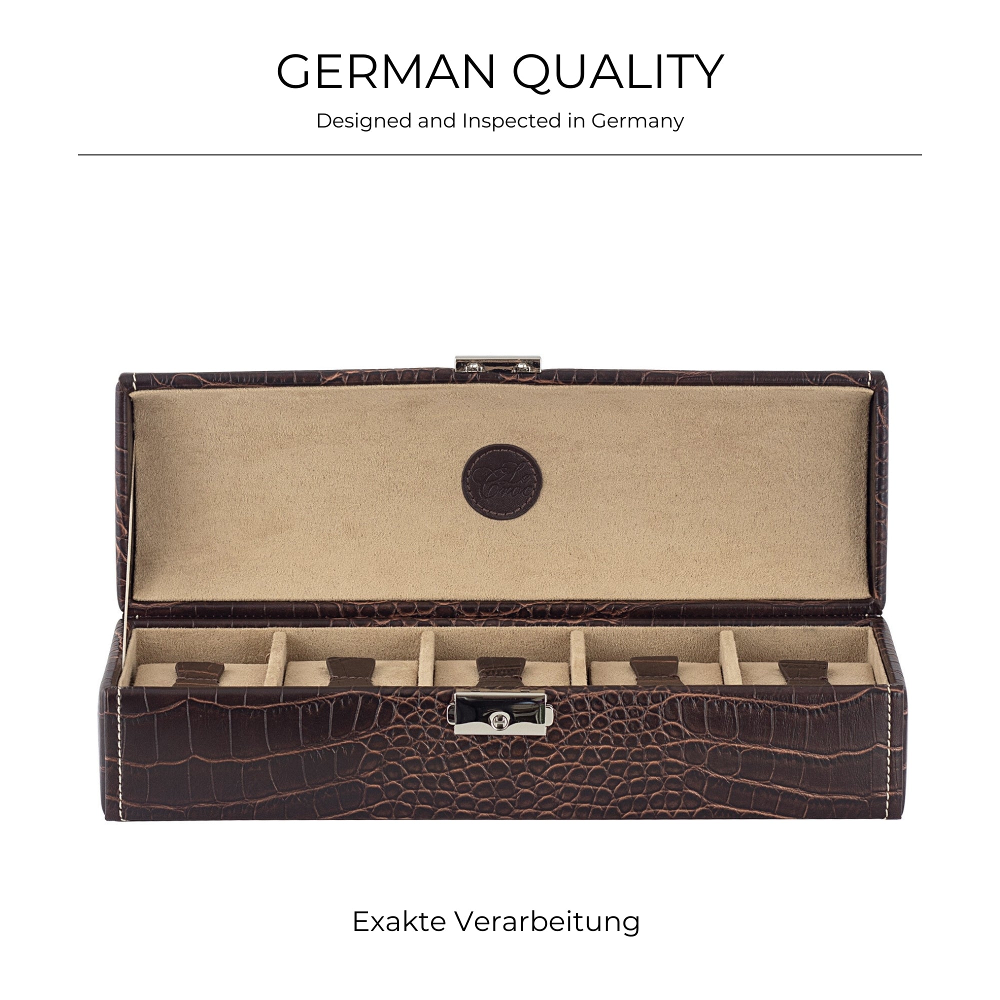 LE CROC Uhrenbox für 5 Uhren in Kroko Optik