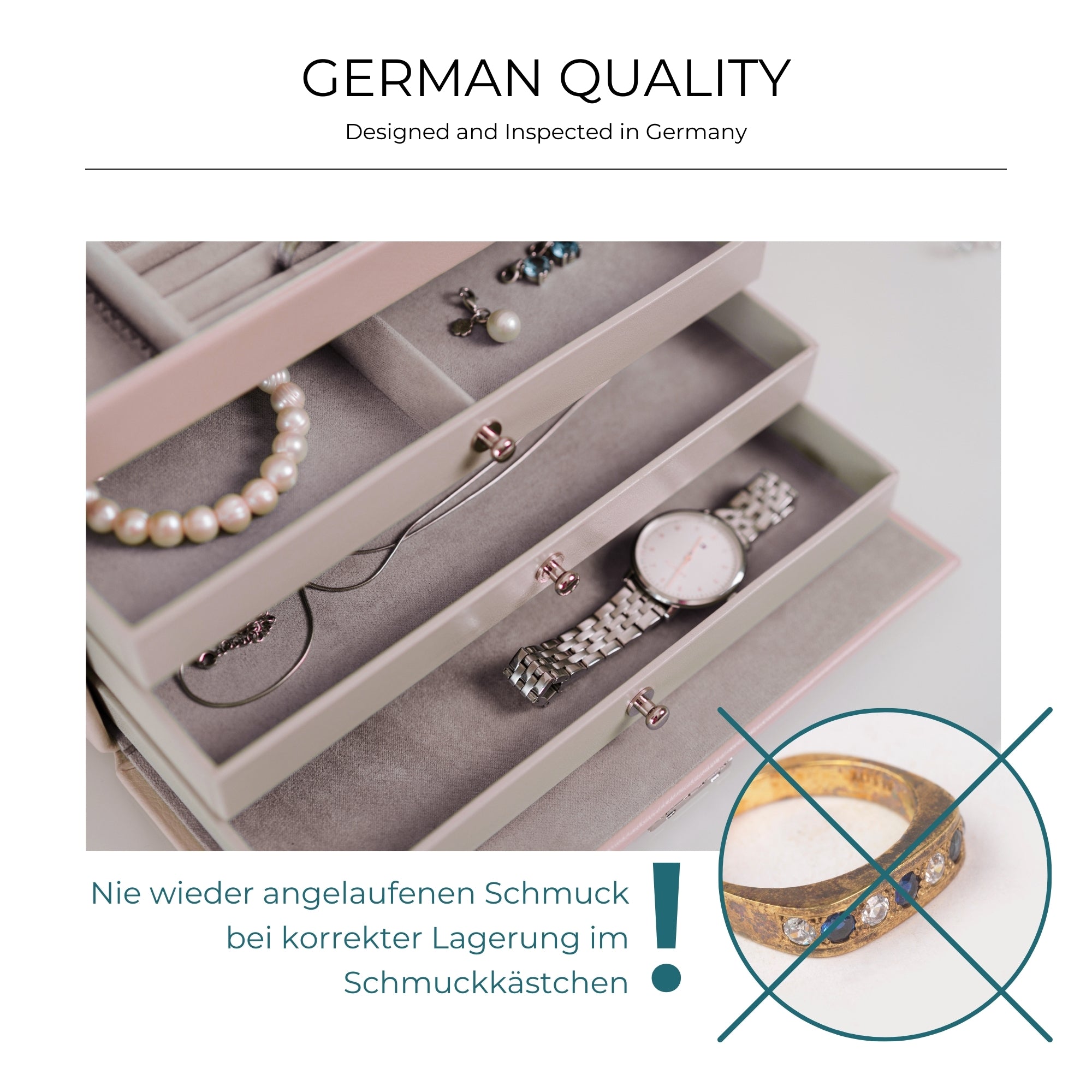 CAIMAN Schmuckkasten in Kroko Optik