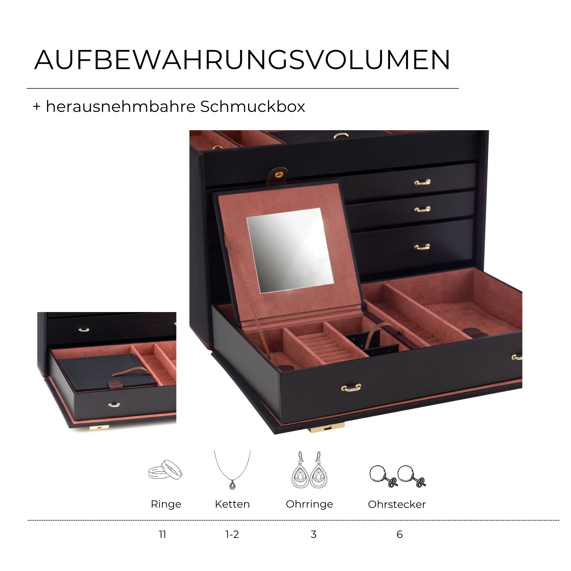 COPENHAGEN XXL Schmuckkasten mit Tresor Etui