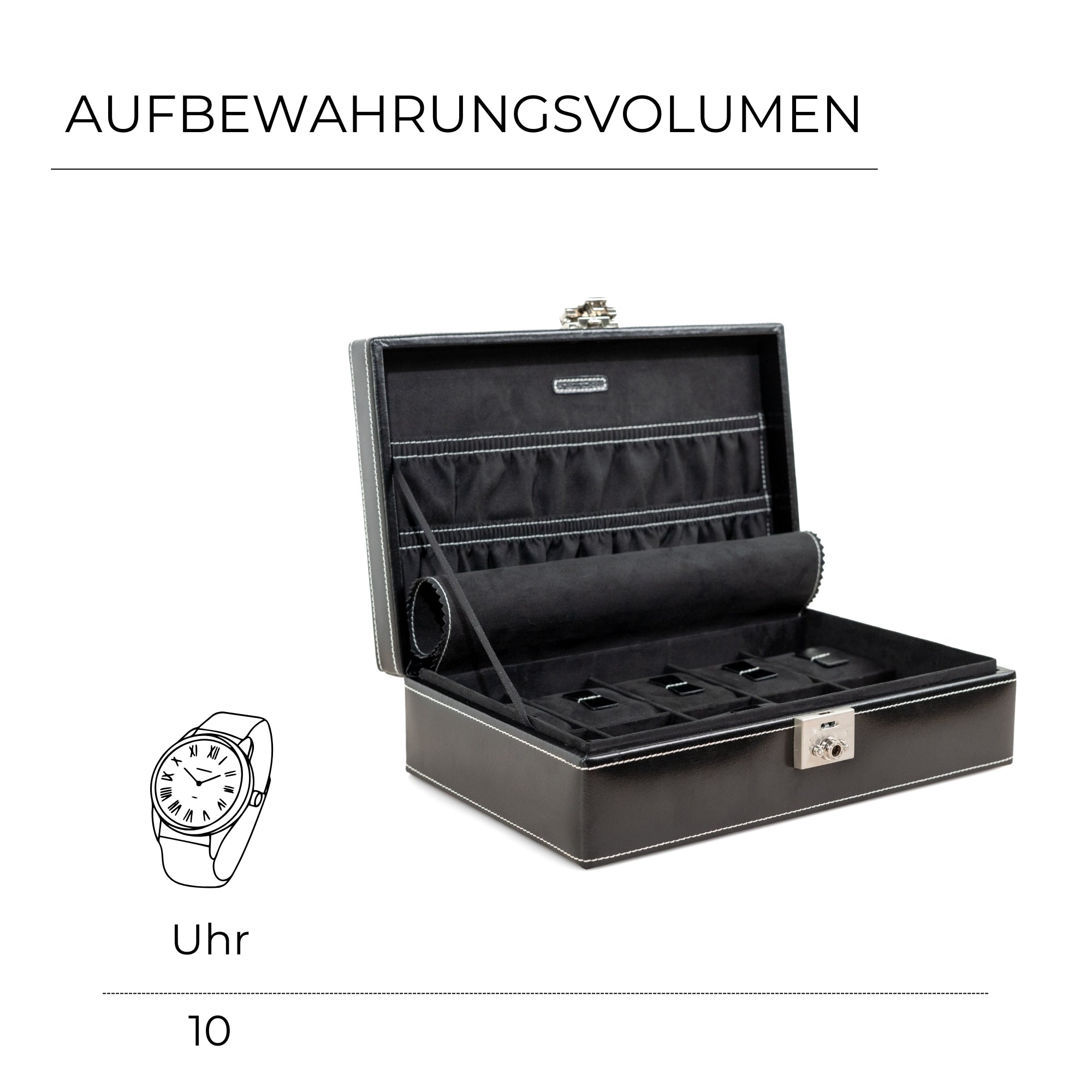 LONDON Uhrenbox für 10 Uhren aus Leder