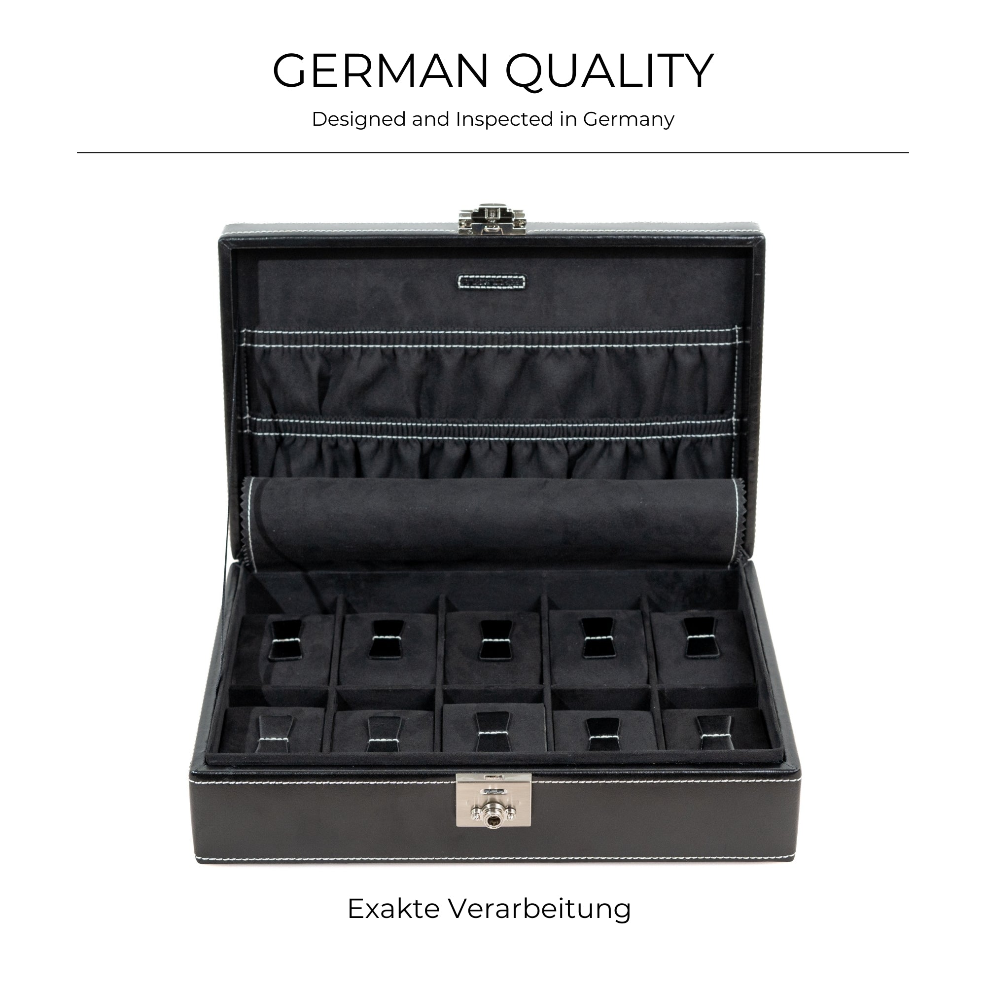 LONDON Uhrenbox für 10 Uhren aus Leder