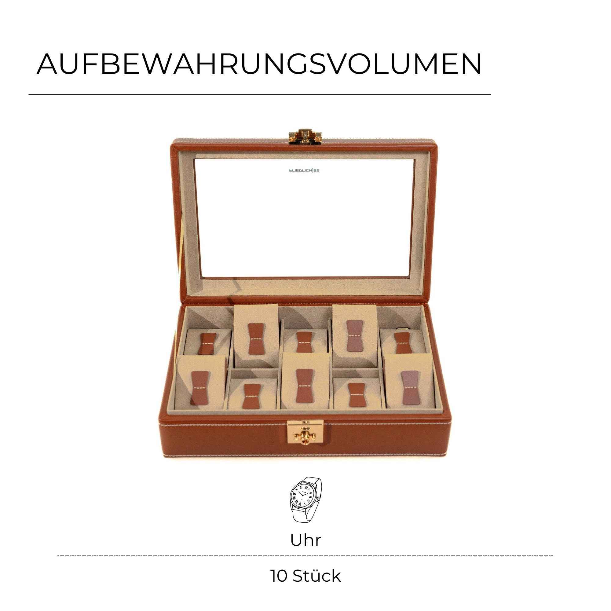CORDOBA Uhrenbox für 10 Uhren aus Leder mit Glas
