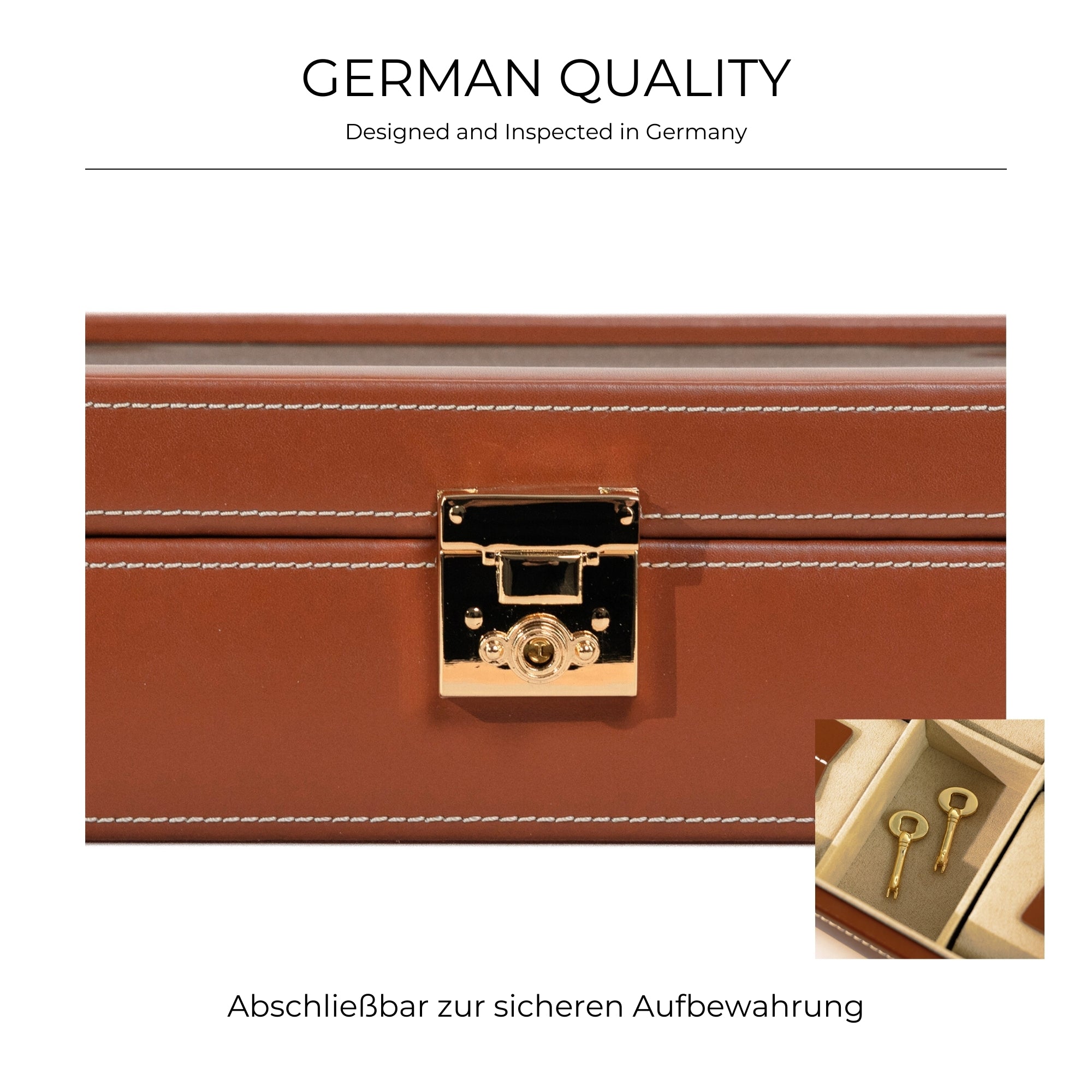 CORDOBA Uhrenbox für 10 Uhren aus Leder mit Glas
