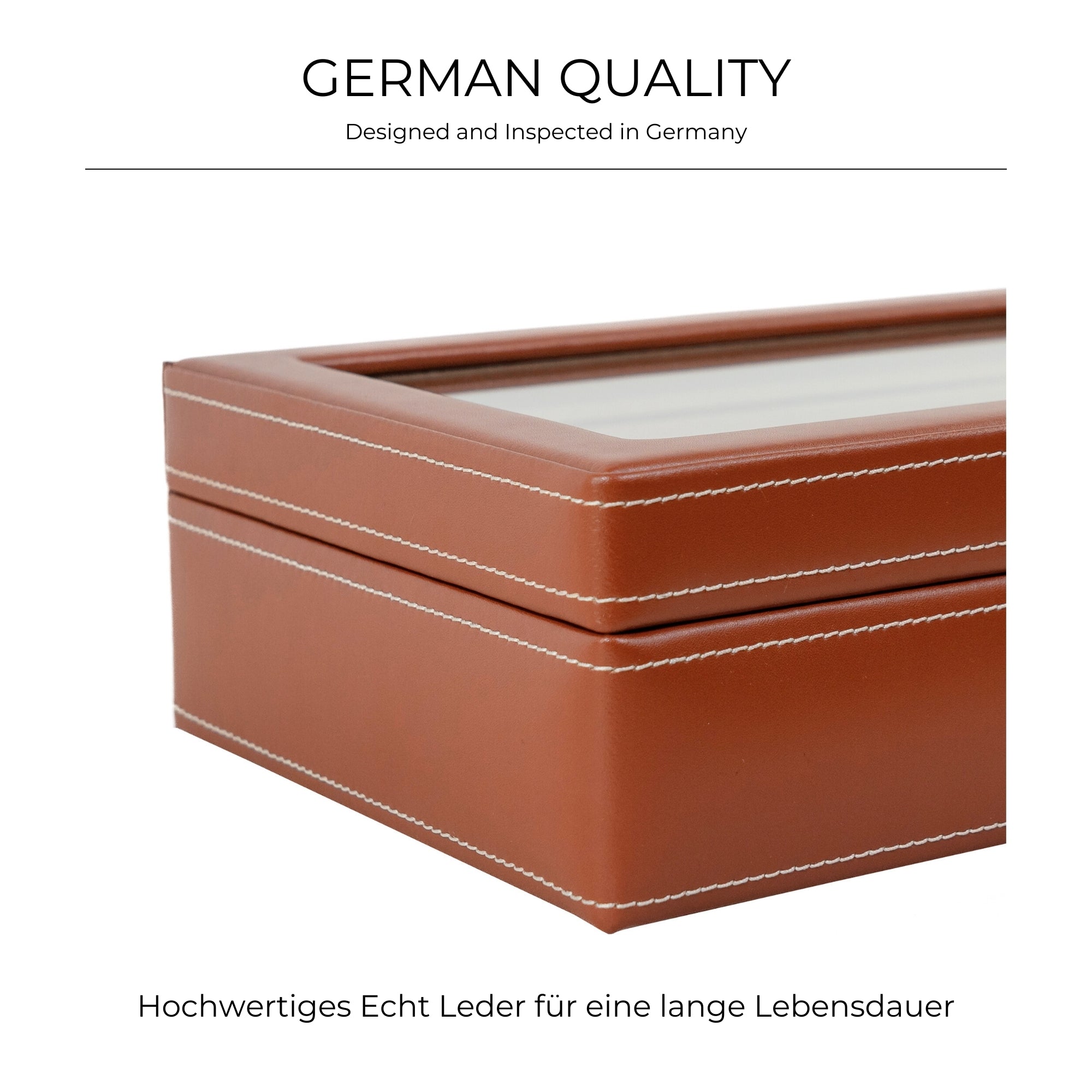 CORDOBA Uhrenbox für 10 Uhren aus Leder mit Glas