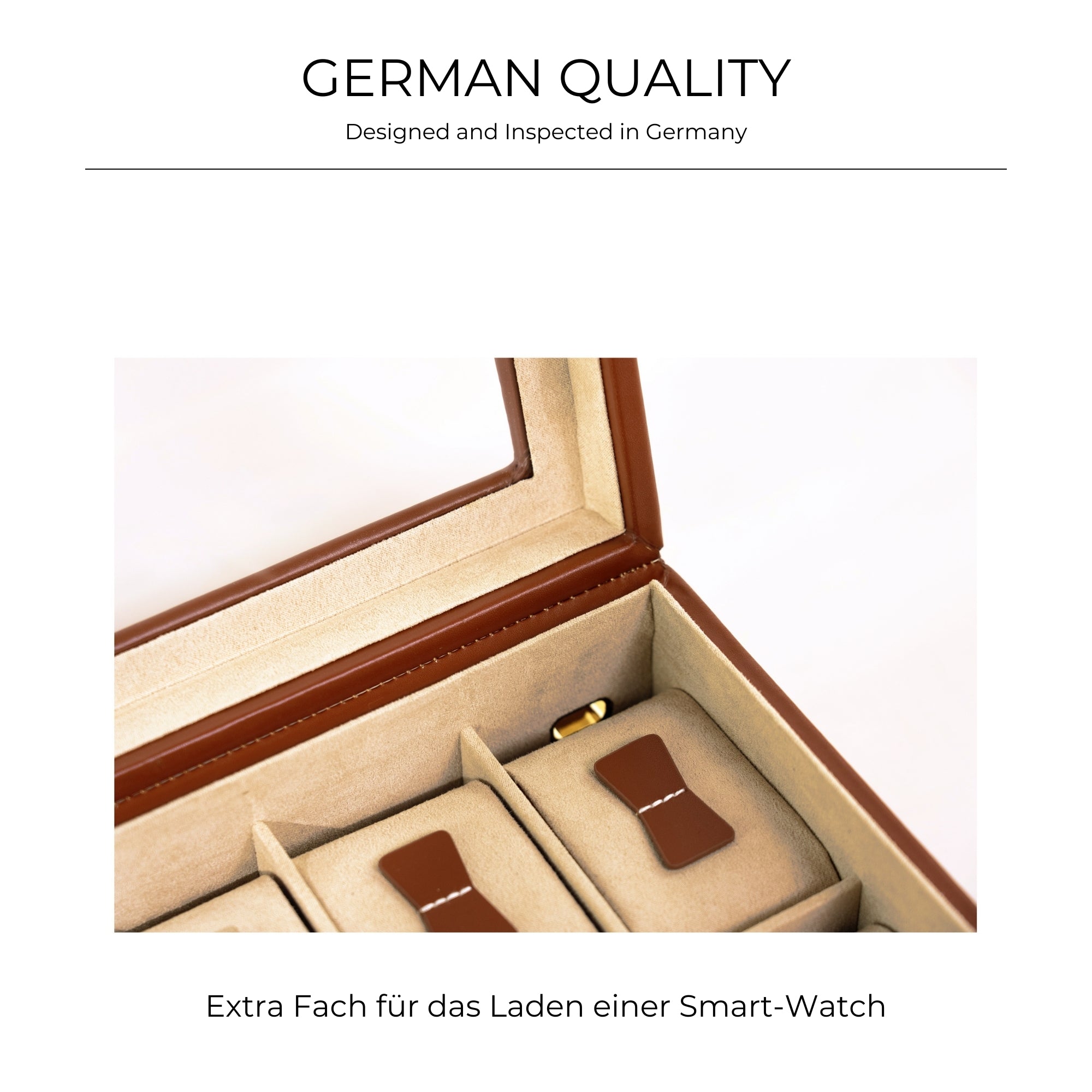 CORDOBA Uhrenbox für 10 Uhren aus Leder mit Glas