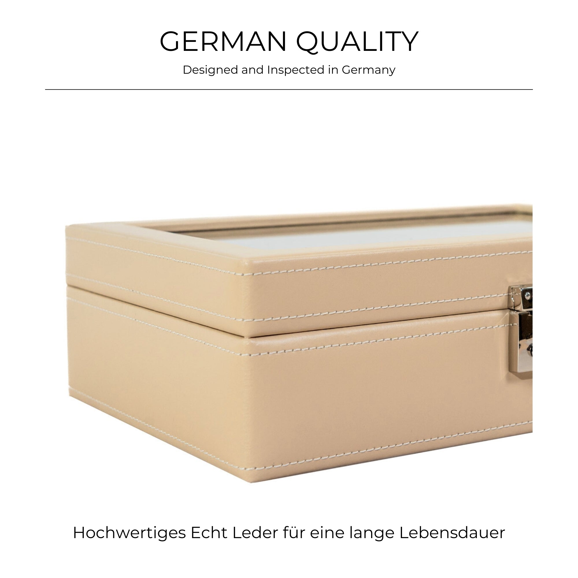 CORDOBA Uhrenbox für 10 Uhren aus Leder mit Glas