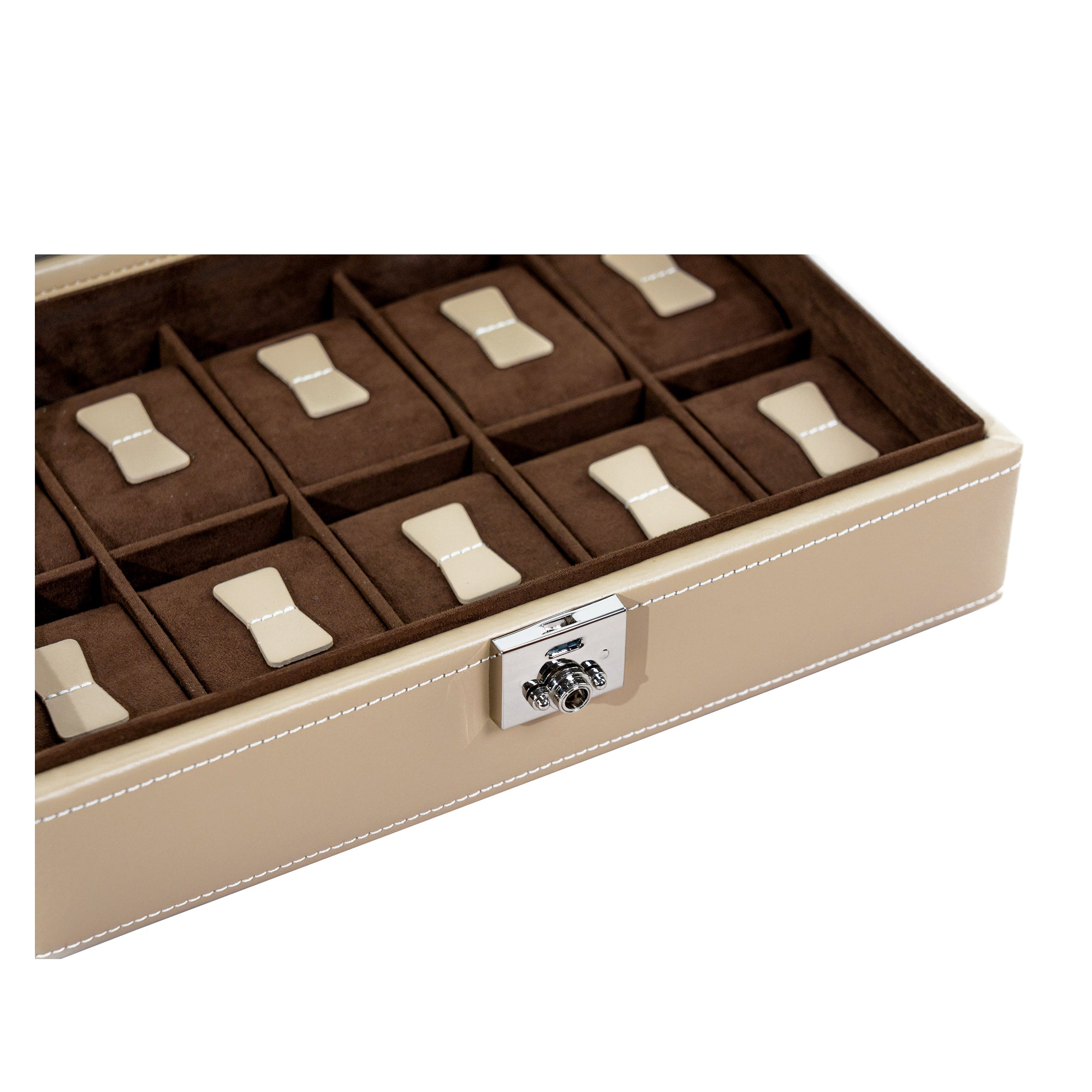 CORDOBA Uhrenbox für 10 Uhren aus Leder mit Glas