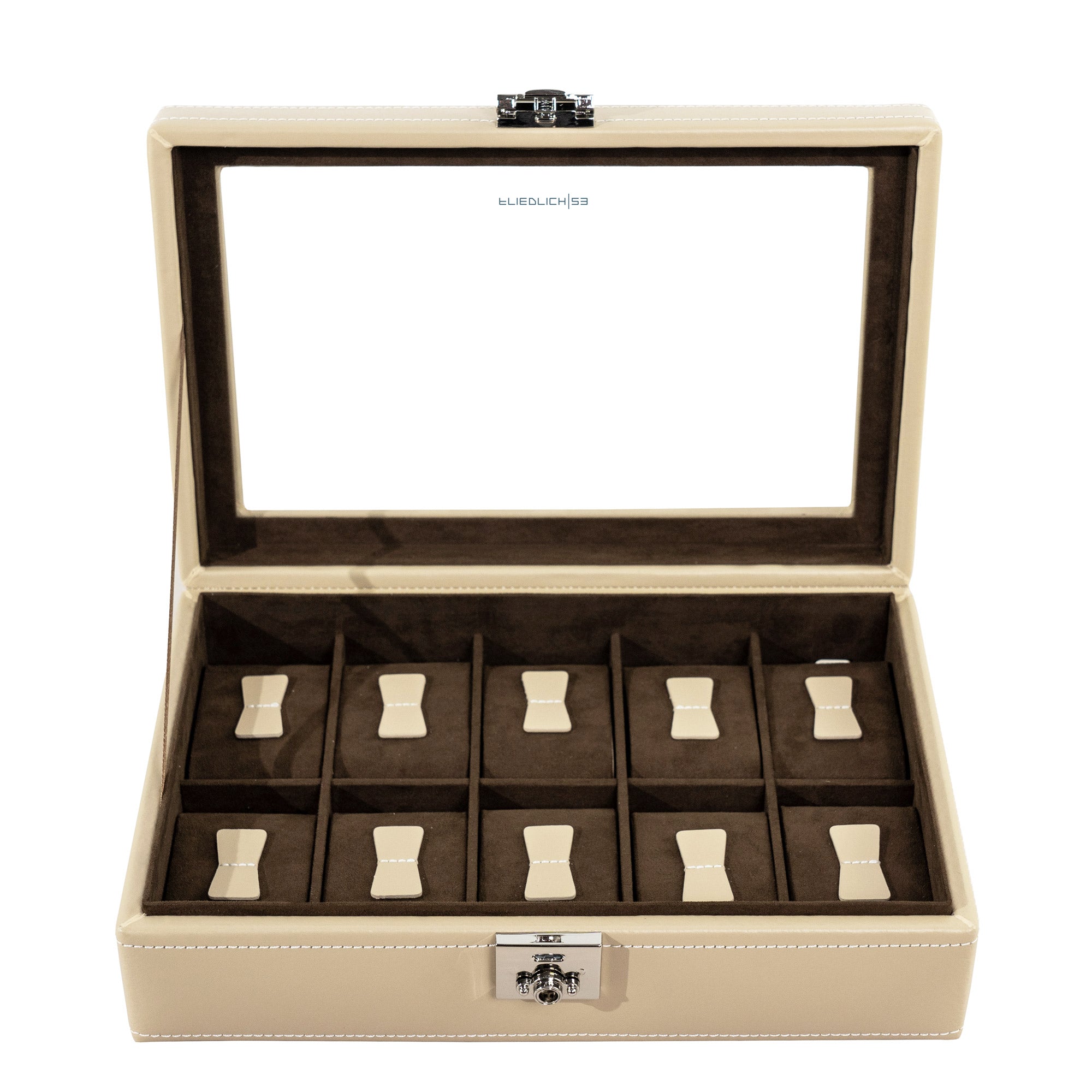 CORDOBA Uhrenbox für 10 Uhren aus Leder mit Glas