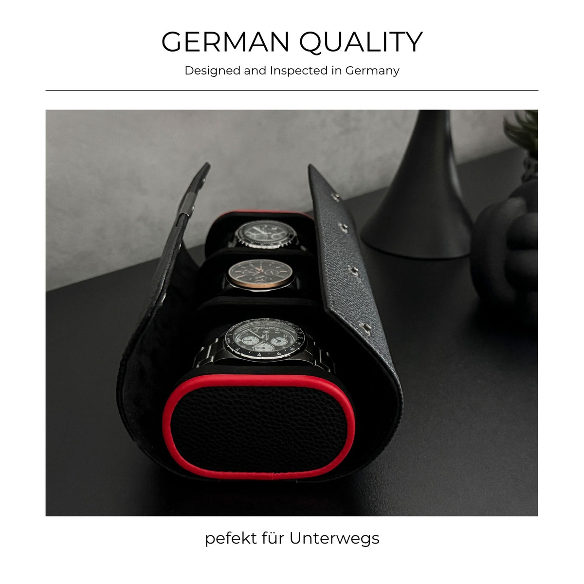 MARANELLO – 3er Uhrenrolle - Genarbtes Vollrindleder