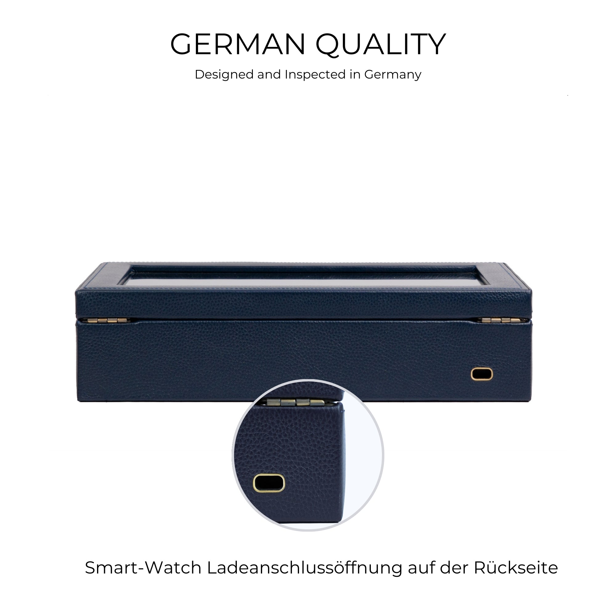 DYNASTY Uhrenbox für 8 Uhren aus Leder mit Glas