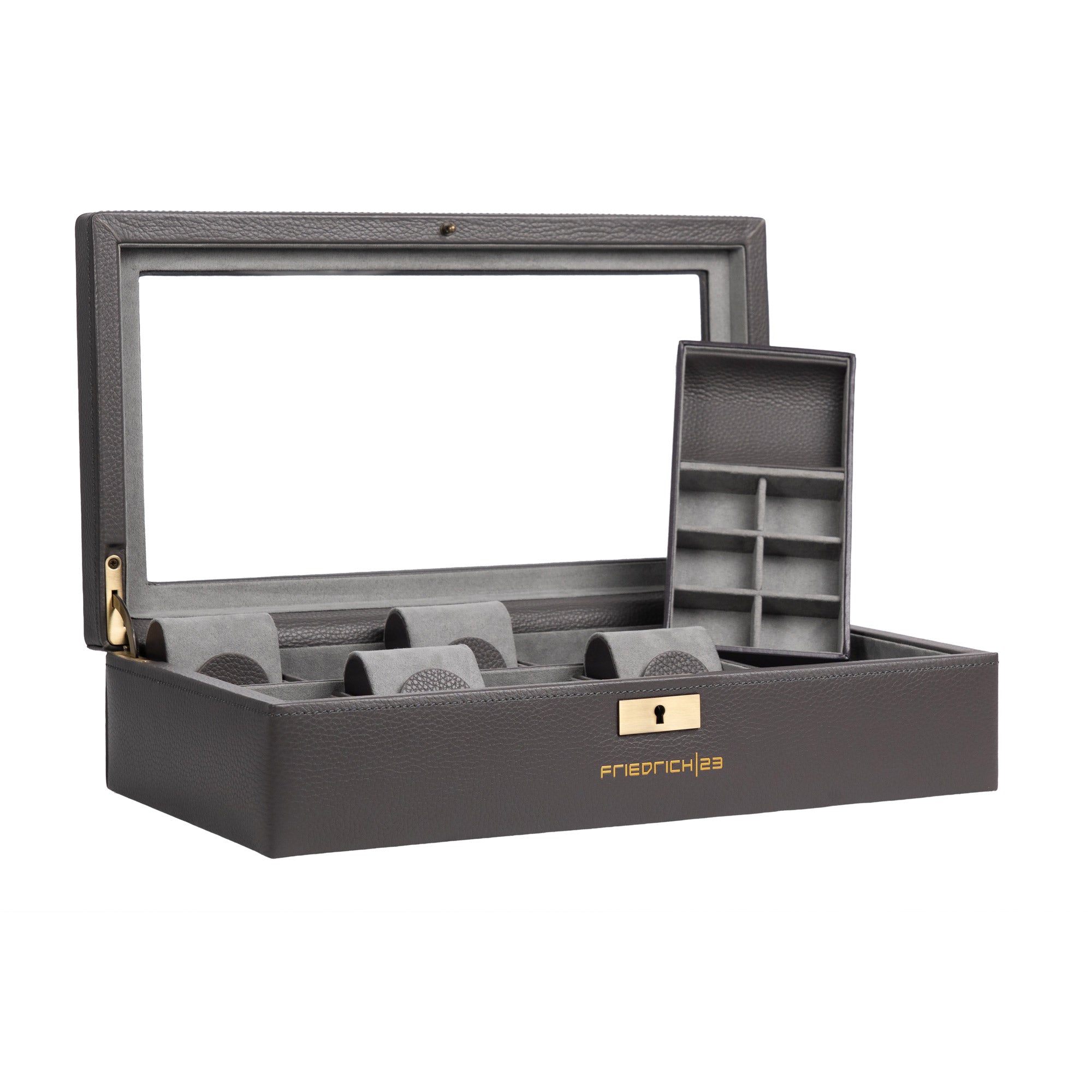 DYNASTY Uhrenbox für 8 Uhren aus Leder mit Glas