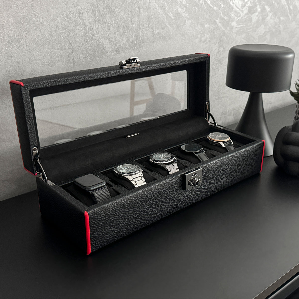 MARANELLO – 5er Uhrenbox - Genarbtes Vollrindleder