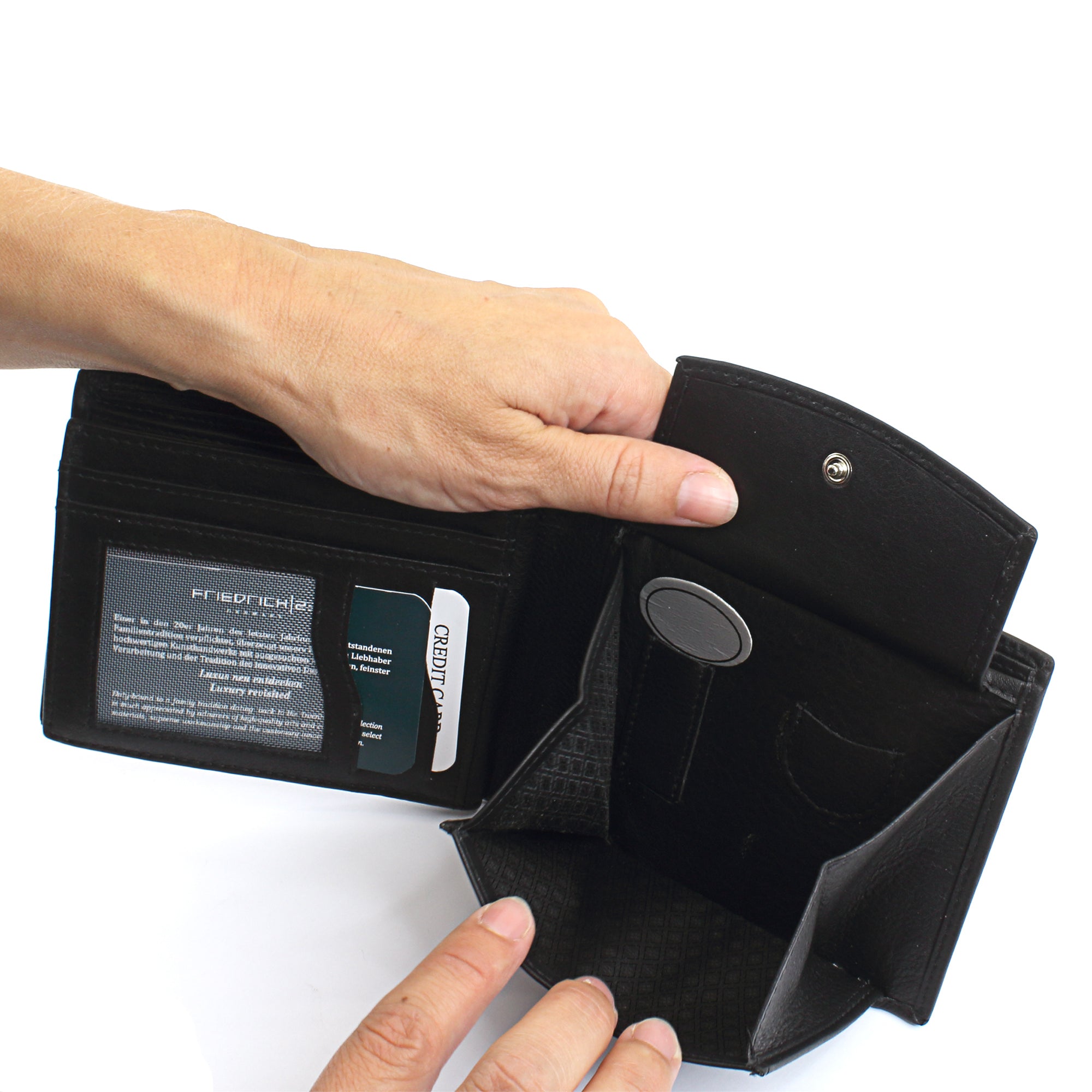 Leather wallet with RFID scan protection