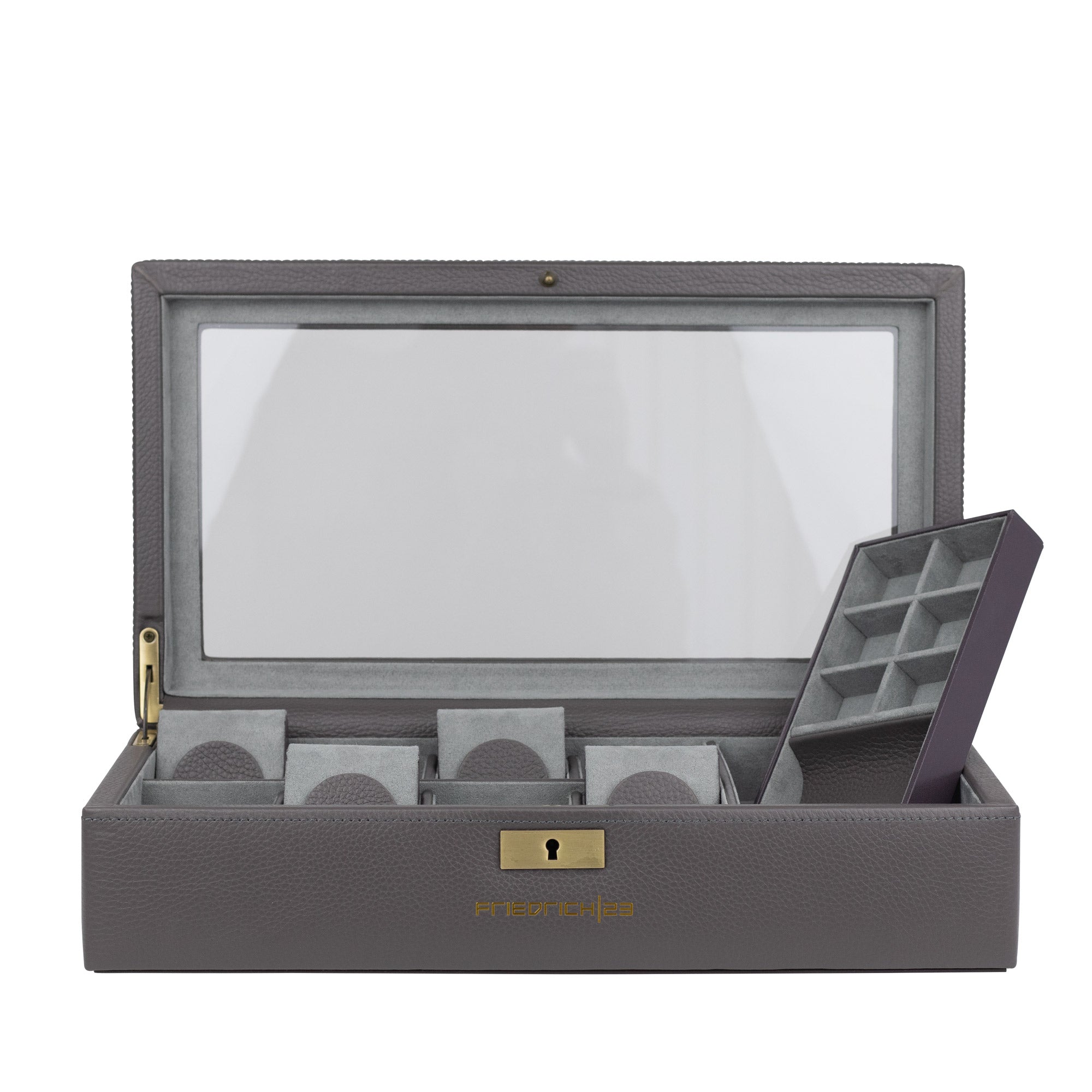 Uhrenbox für Uhren aus Leder mit Glasdeckel